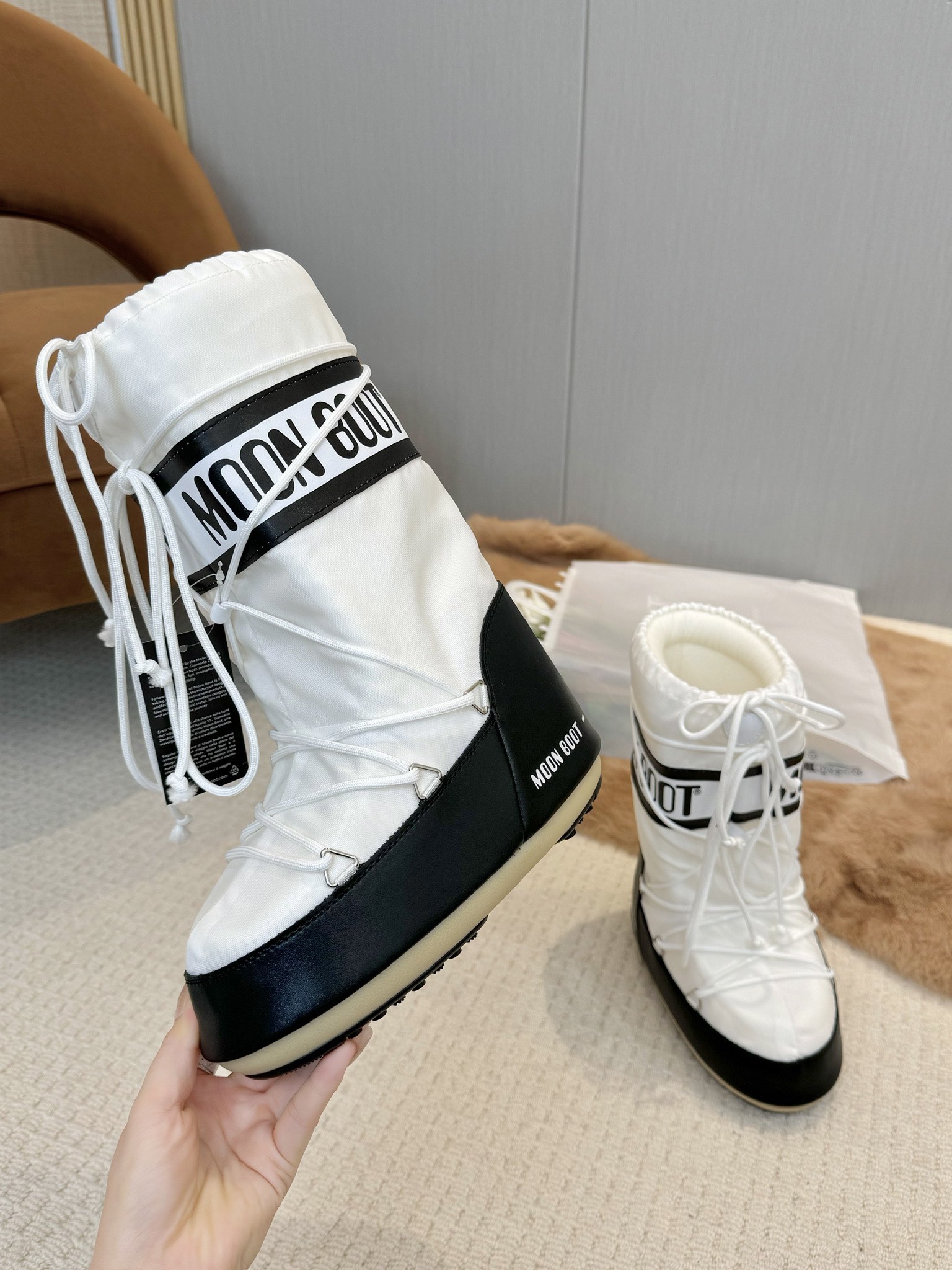 Moon Boot Icon Shell Faux Leather Nylon Lace-Up Snow Boots Women