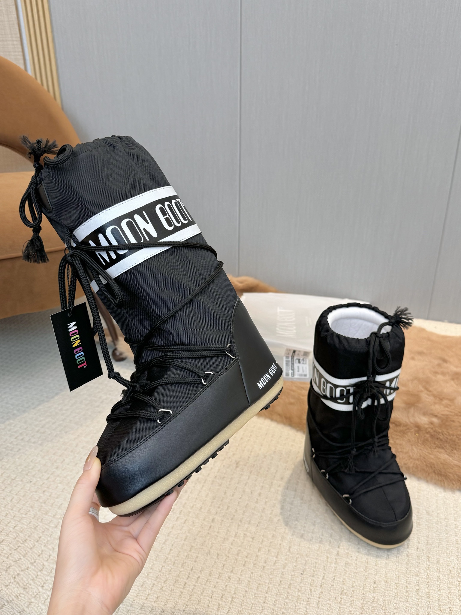 Moon Boot Icon Shell Faux Leather Nylon Lace-Up Snow Boots Women