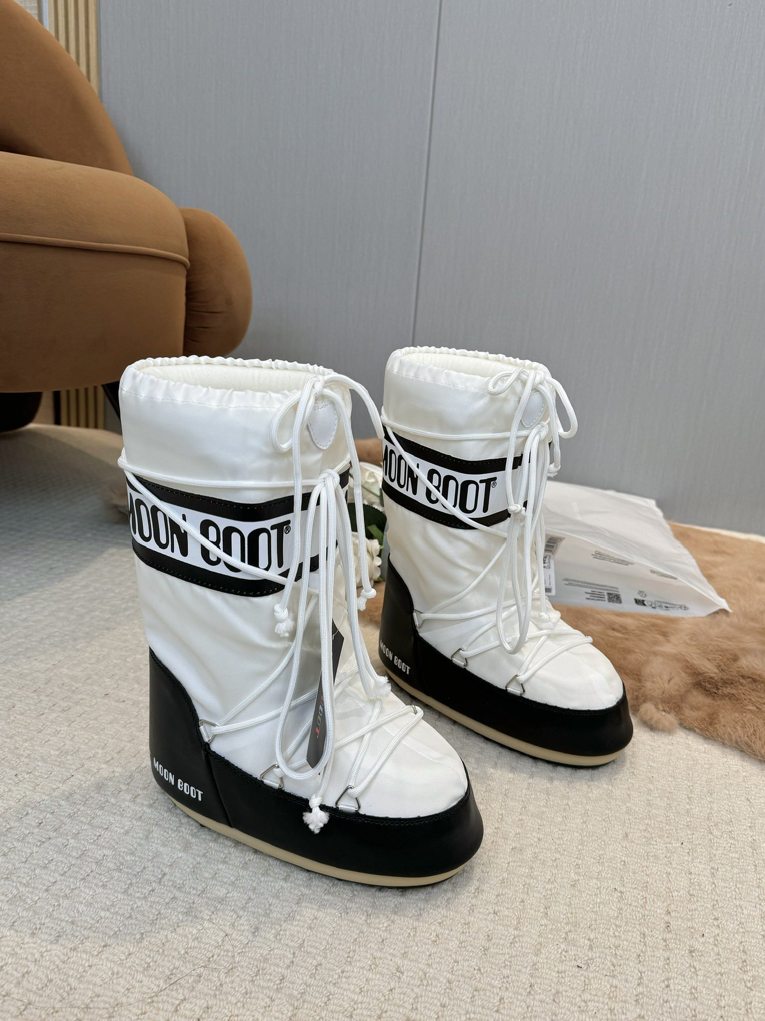 Moon Boot Icon Shell Faux Leather Nylon Lace-Up Snow Boots Women