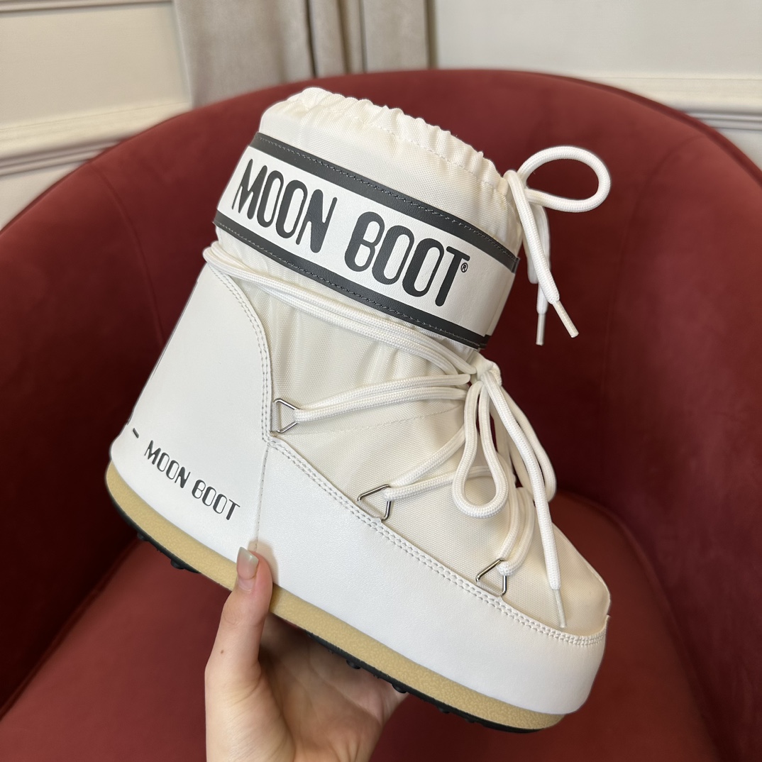 Moon Boot Shearling Fur Icon Glance Satin Nylon Lace-Up Women Snow Boots