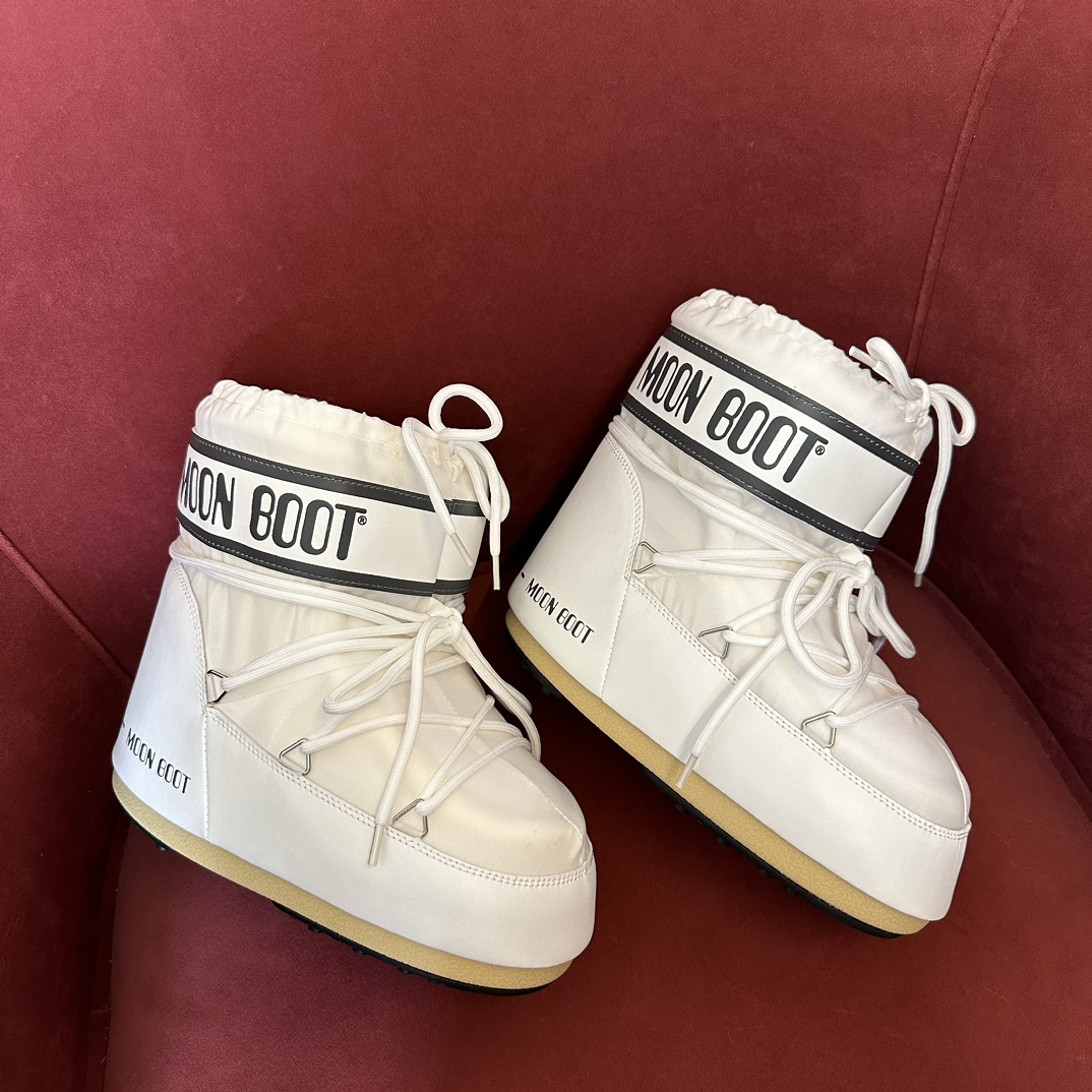 Moon Boot Shearling Fur Icon Glance Satin Nylon Lace-Up Women Snow Boots