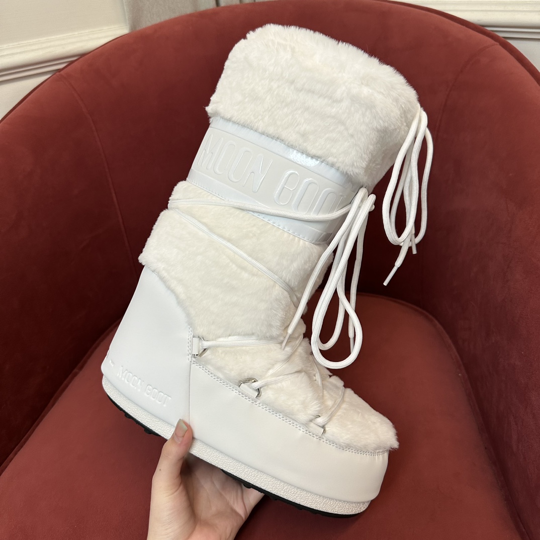 Moon Boot Fur Icon Glance Satin Nylon Lace-Up Women Snow Boots