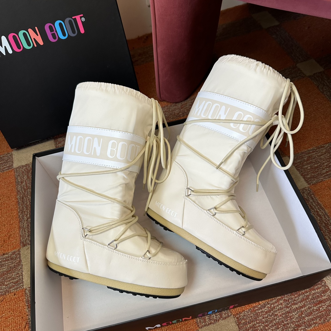 Moon Boot Icon Glance Satin Nylon Lace-Up Women Snow Boots