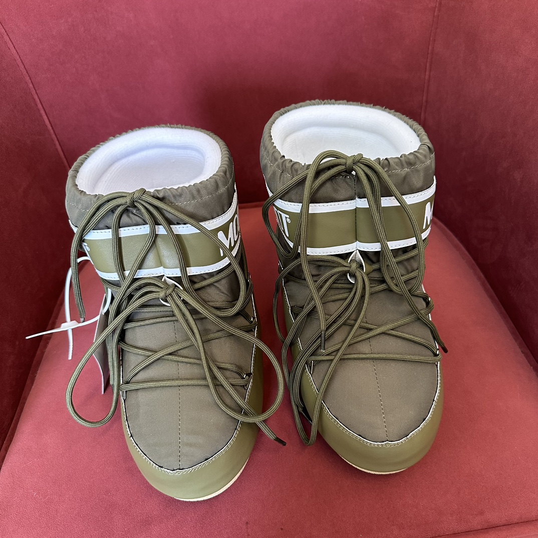 Moon Boot Shearling Fur Icon Glance Satin Nylon Lace-Up Women Snow Boots