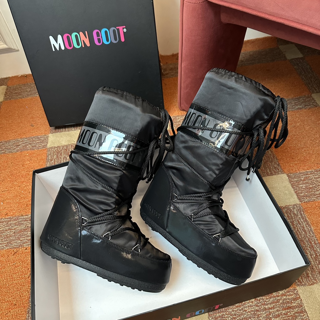 Moon Boot Icon Glance Satin Nylon Lace-Up Women Snow Boots