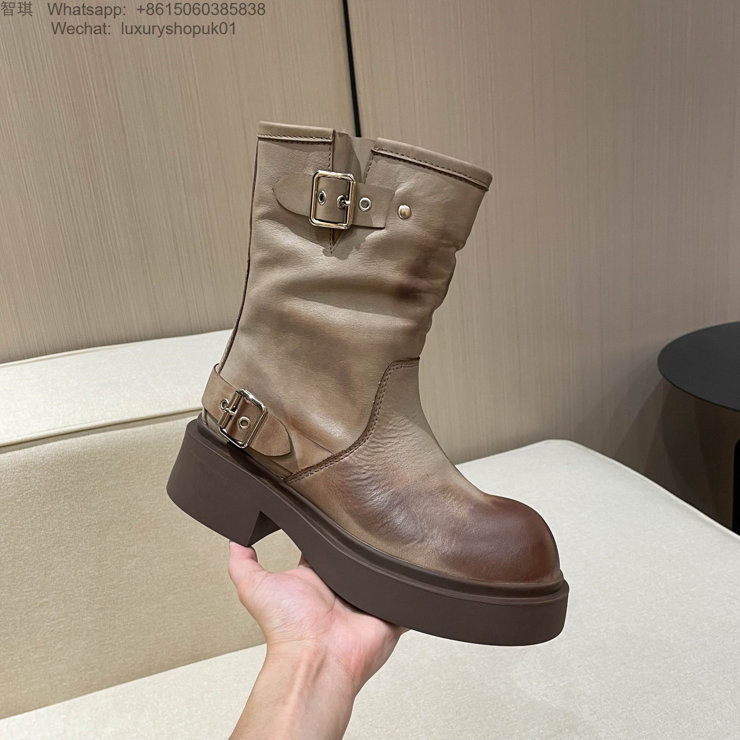 Women UGG Leather Ankle Kensington Biker Boots