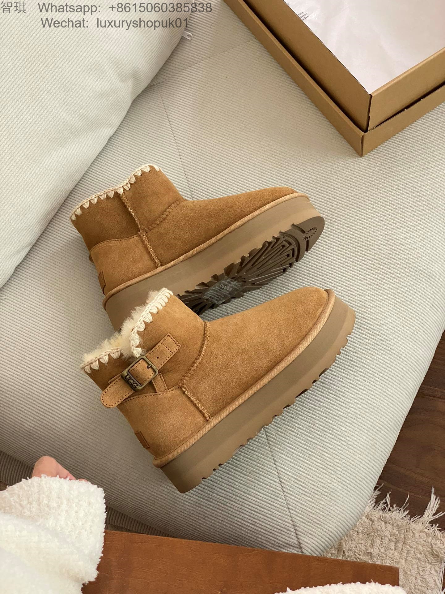 UGG Eskimo Buckled Platform Mini Boots Women Snow Shoes