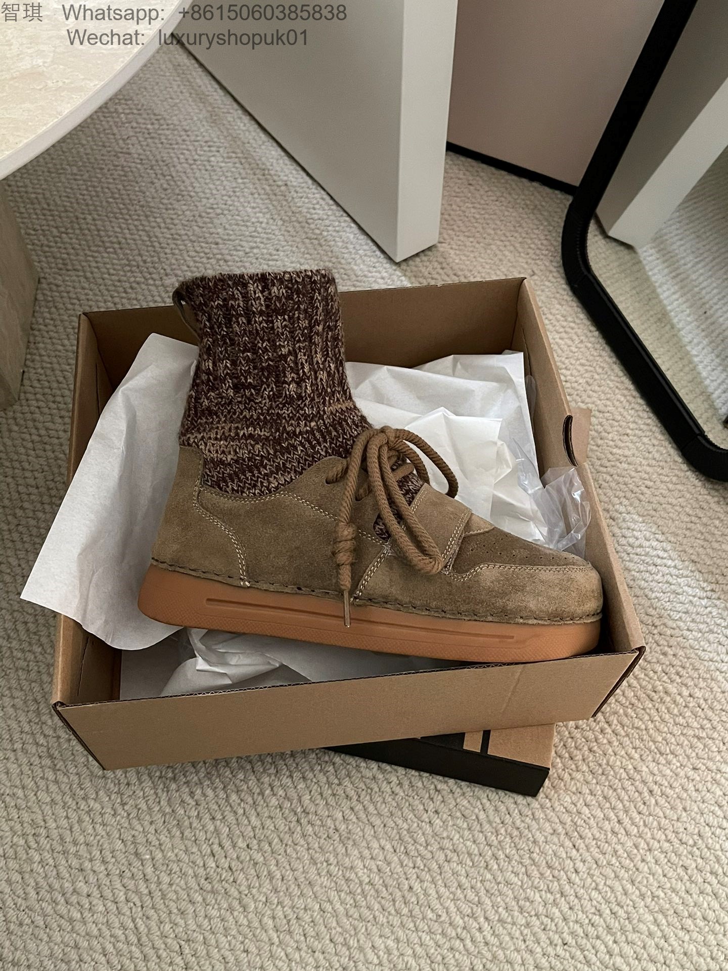 Women UGG Boots Knit lace up Snow Shoes