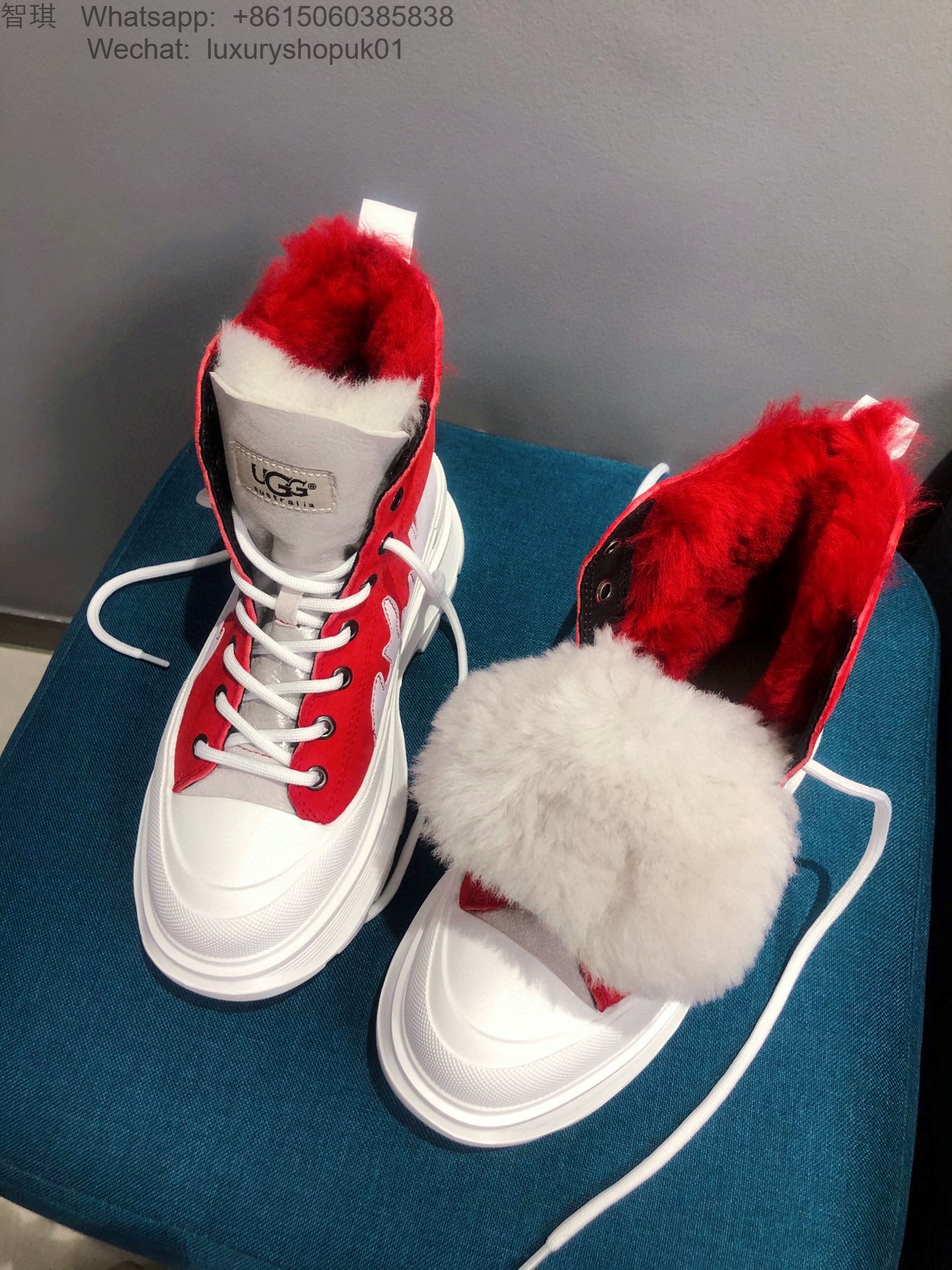 Women UGG Fur Sneaker Boot Lace up Snow Shoes
