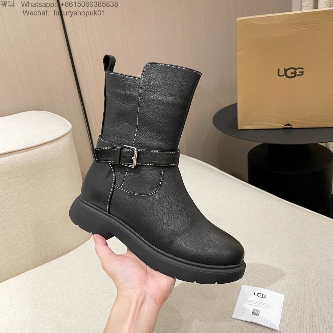 Women UGG Leather Ankle Kensington Biker Boots