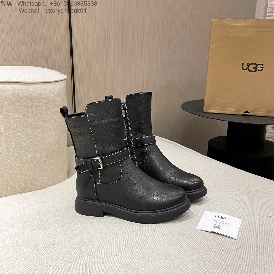 Women UGG Leather Ankle Kensington Biker Boots