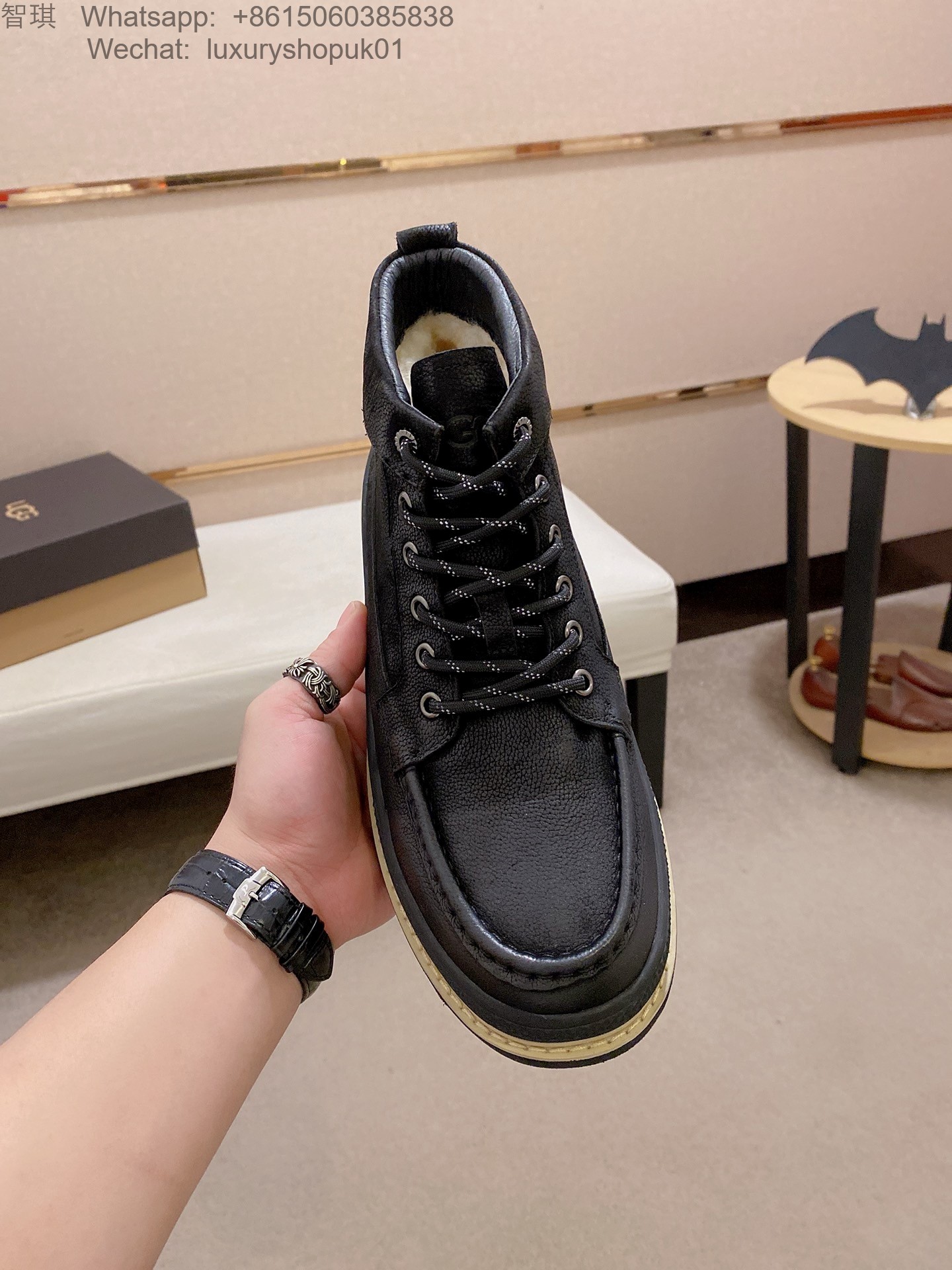 Mens UGG Waterproof Leather Lace Up Ankle Work Boots