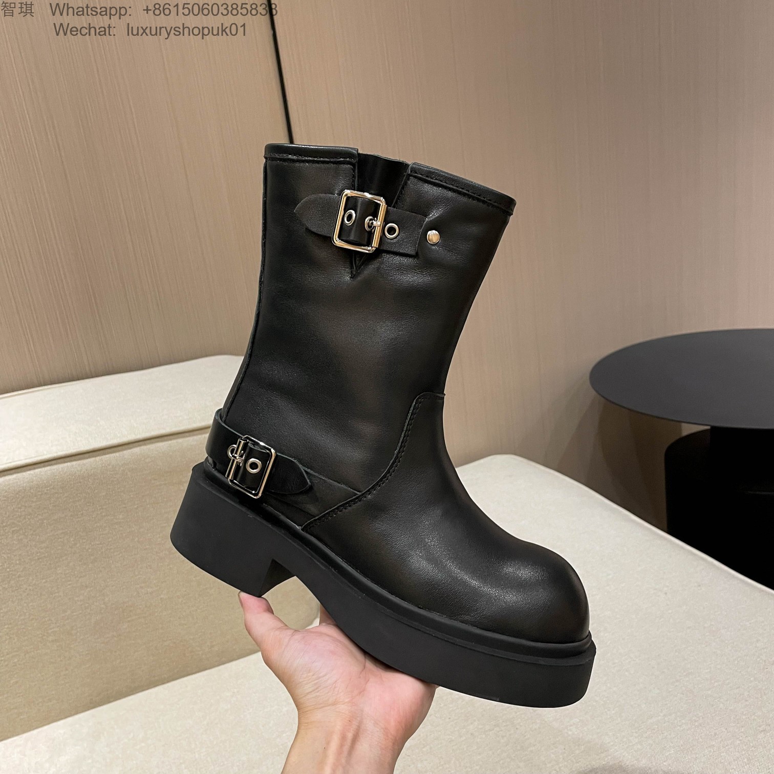 Women UGG Leather Ankle Kensington Biker Boots