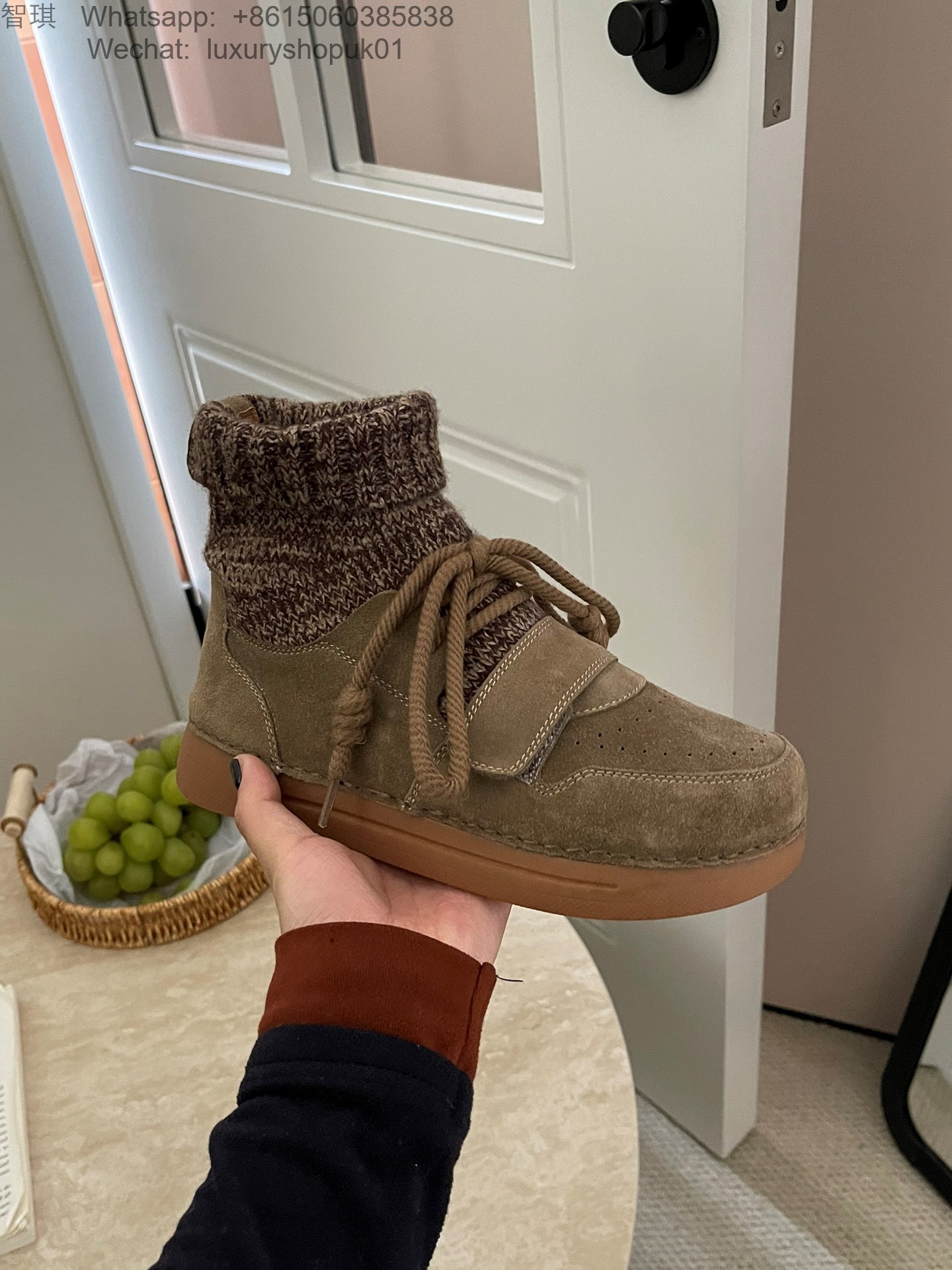 Women UGG Boots Knit lace up Snow Shoes