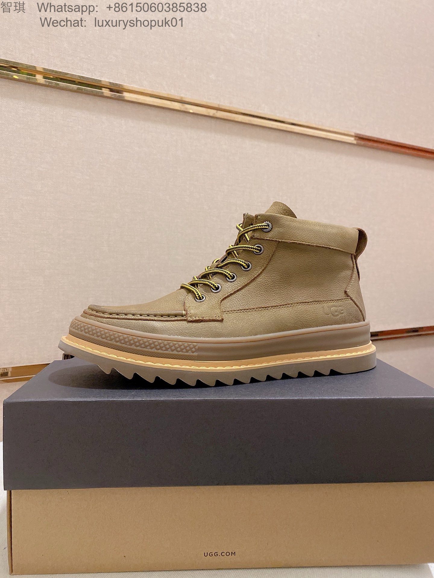 Mens UGG Waterproof Leather Lace Up Ankle Work Boots