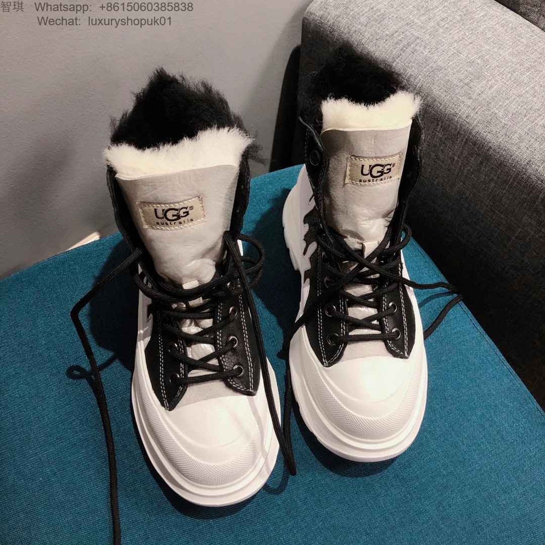 Women UGG Fur Sneaker Boot Lace up Snow Shoes
