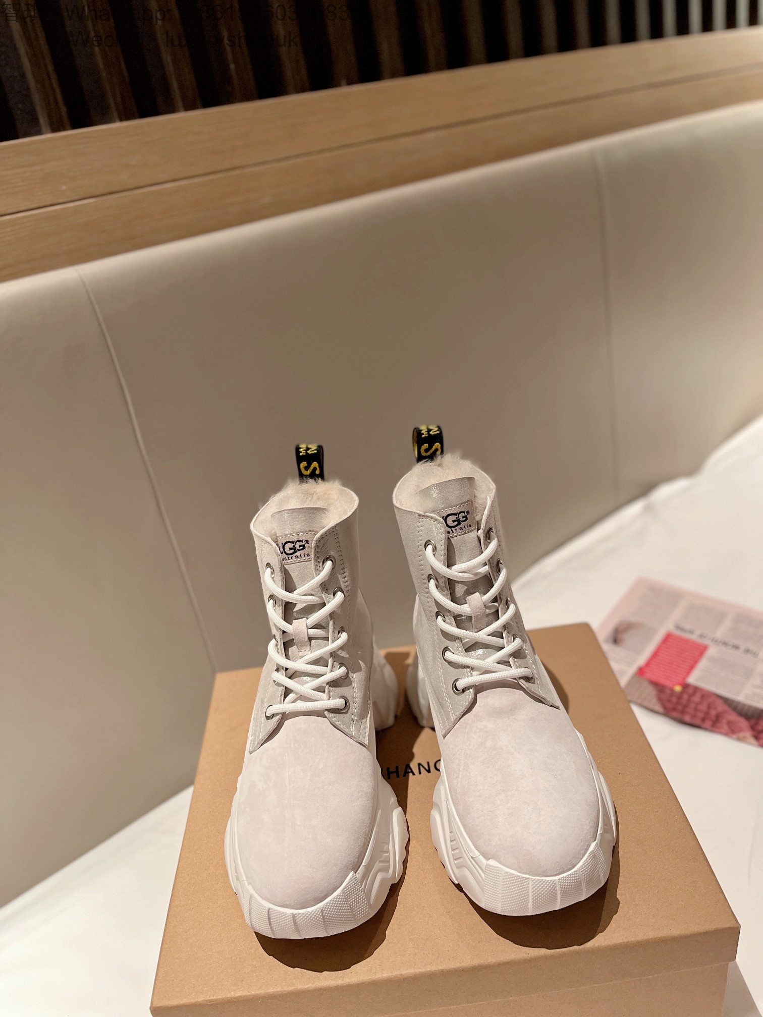 Women UGG Fur Sneaker Boot Lace up Snow Shoes