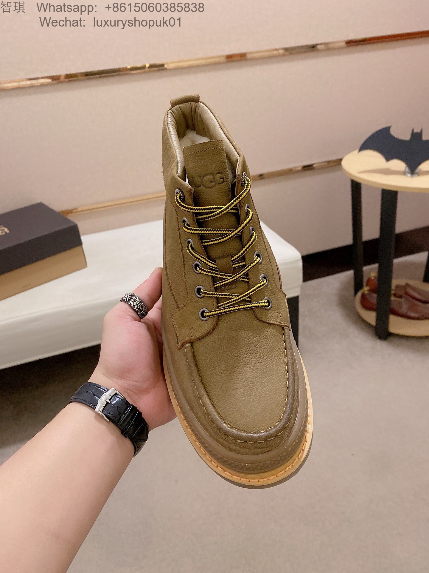 Mens UGG Waterproof Leather Lace Up Ankle Work Boots