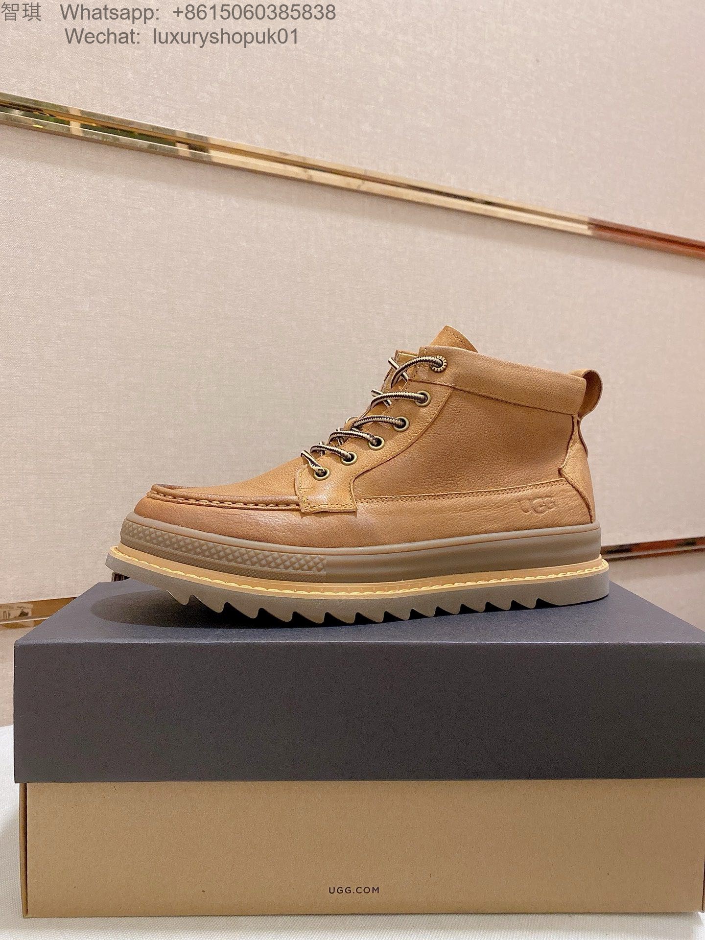 Mens UGG Leather Lace Up Ankle Work Boots Waterproof