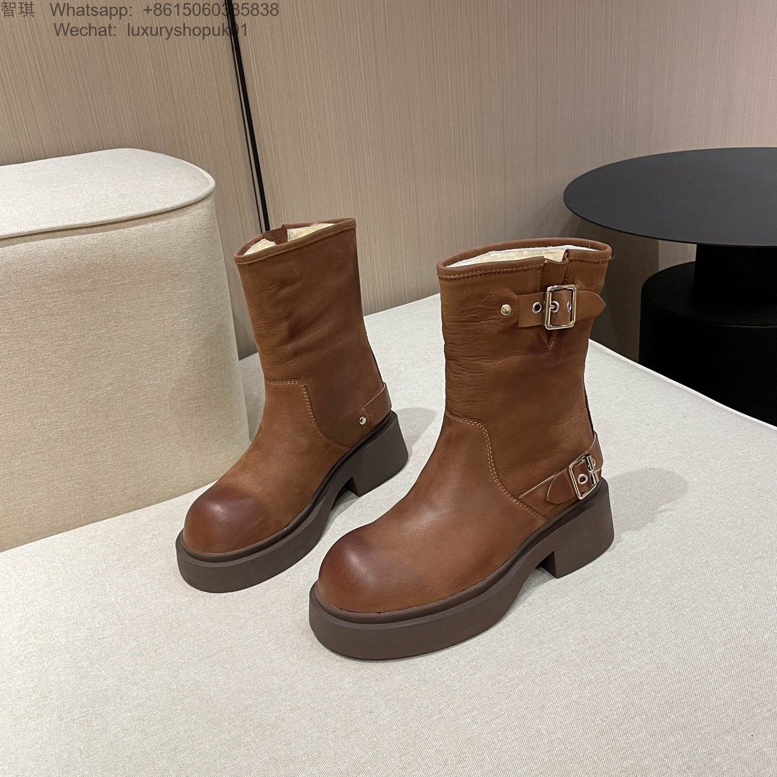 Women UGG Leather Ankle Kensington Biker Boots