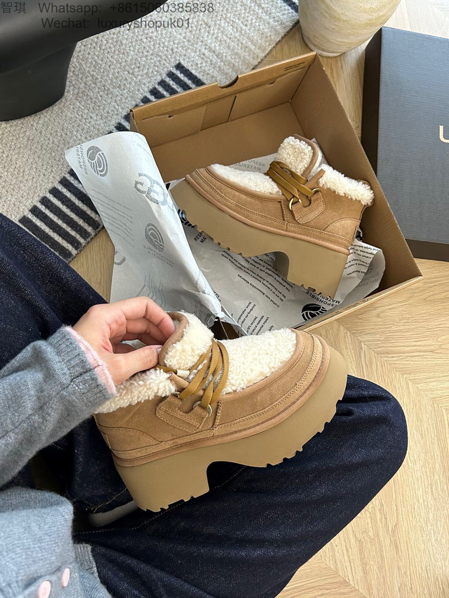 UGG Fur Platform Mini Boots Women Snow Shoes