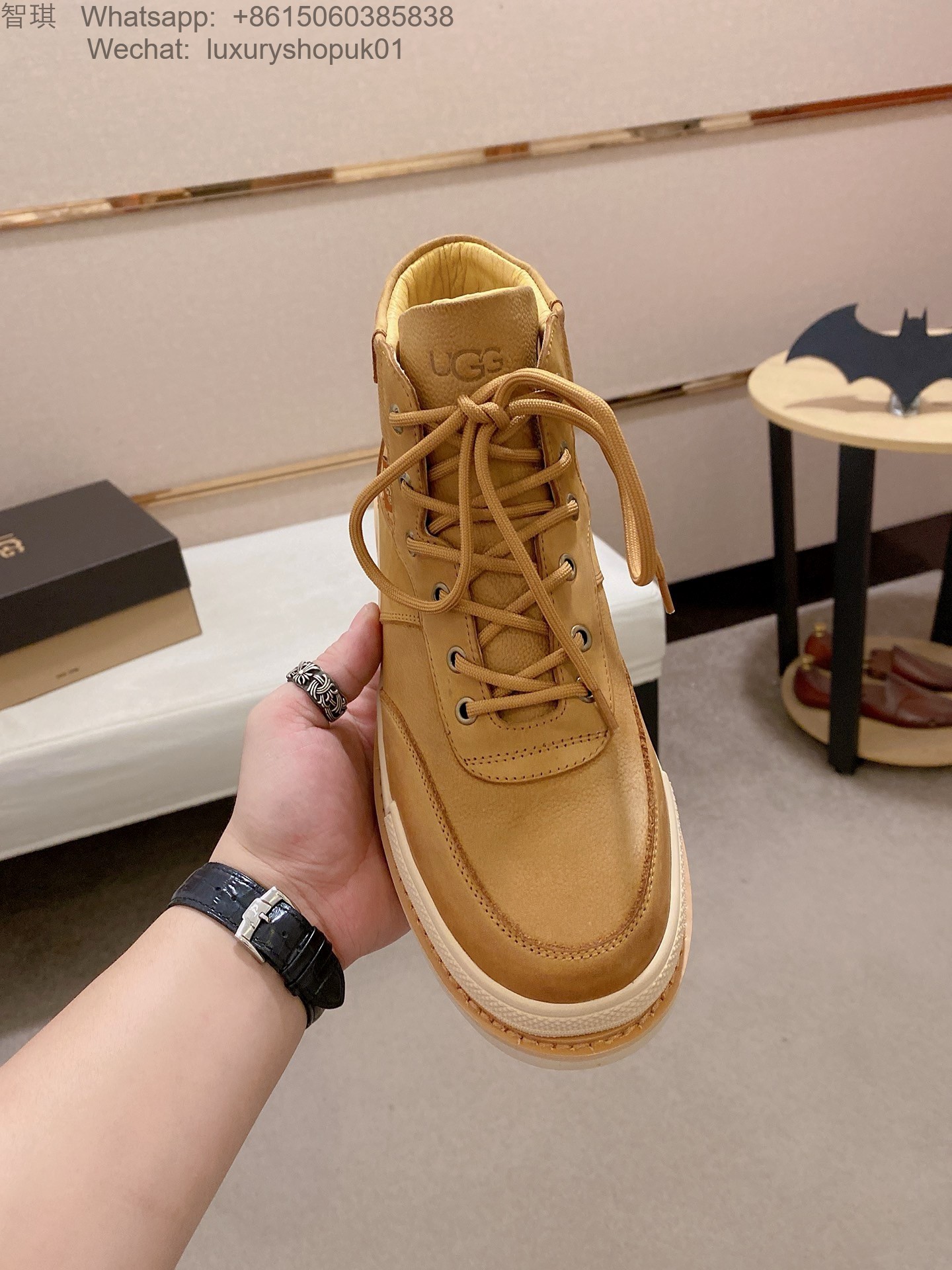 Mens UGG Leather Lace Up Ankle Work Boots Waterproof