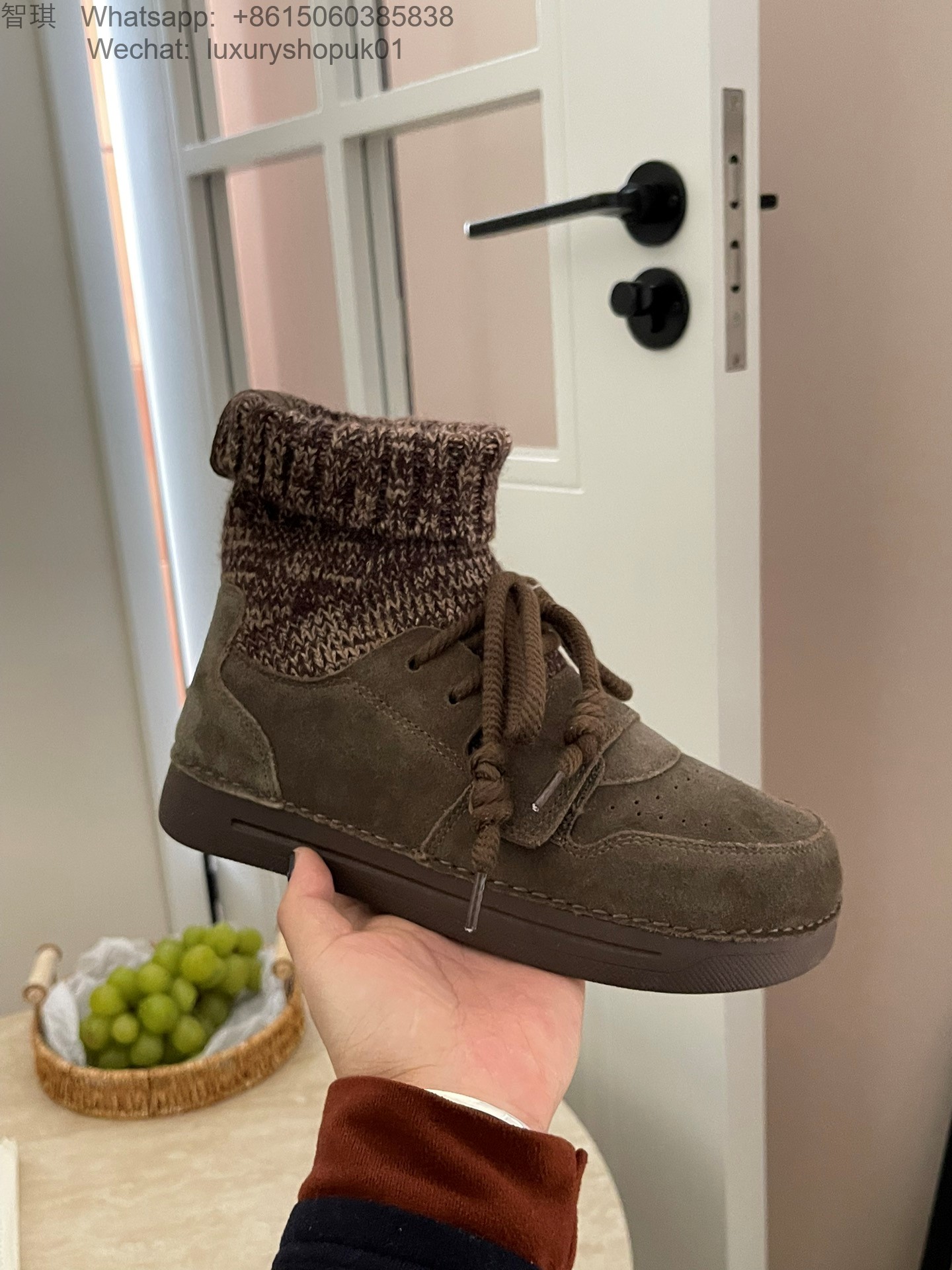 Women UGG Boots Knit lace up Snow Shoes