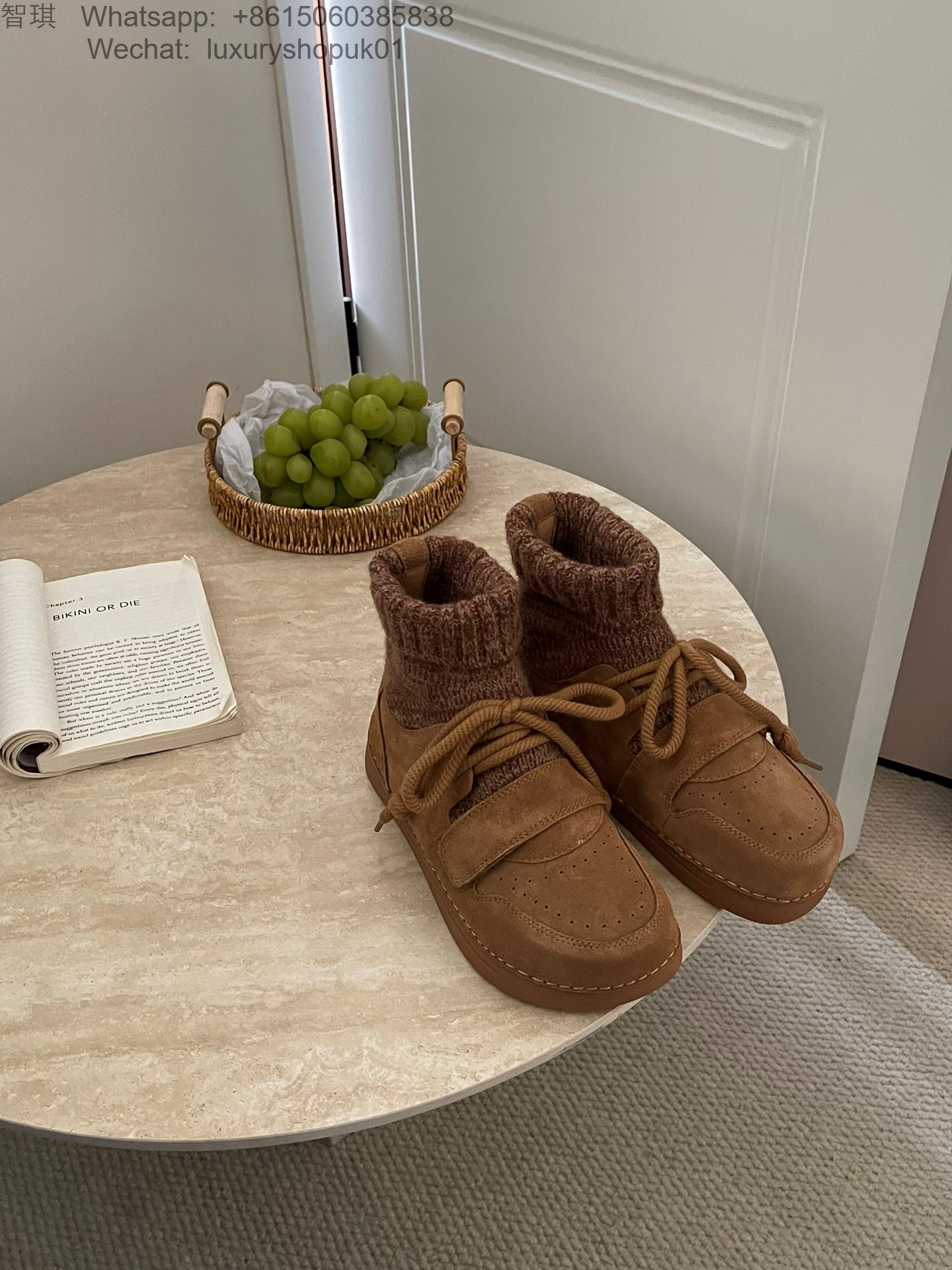 Women UGG Boots Knit lace up Snow Shoes