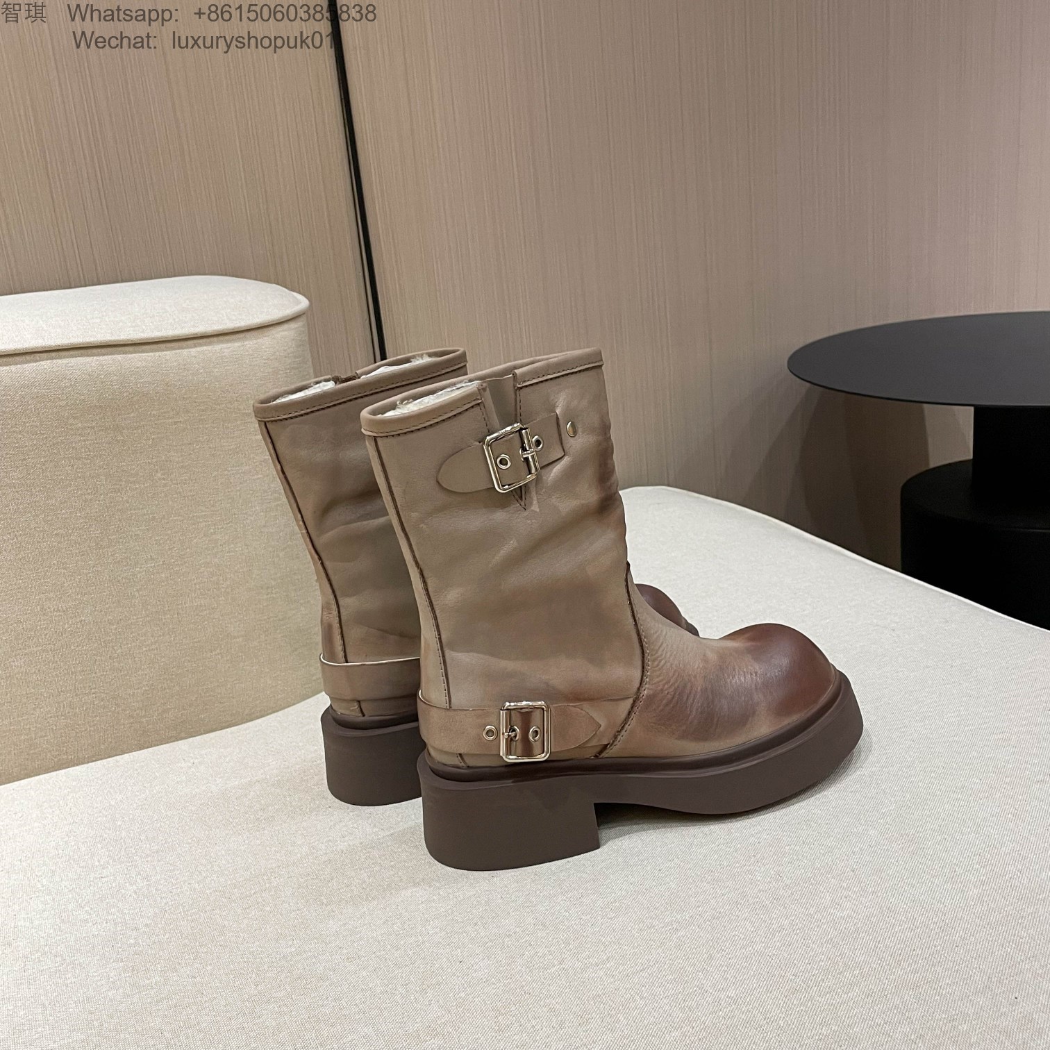 Women UGG Leather Ankle Kensington Biker Boots