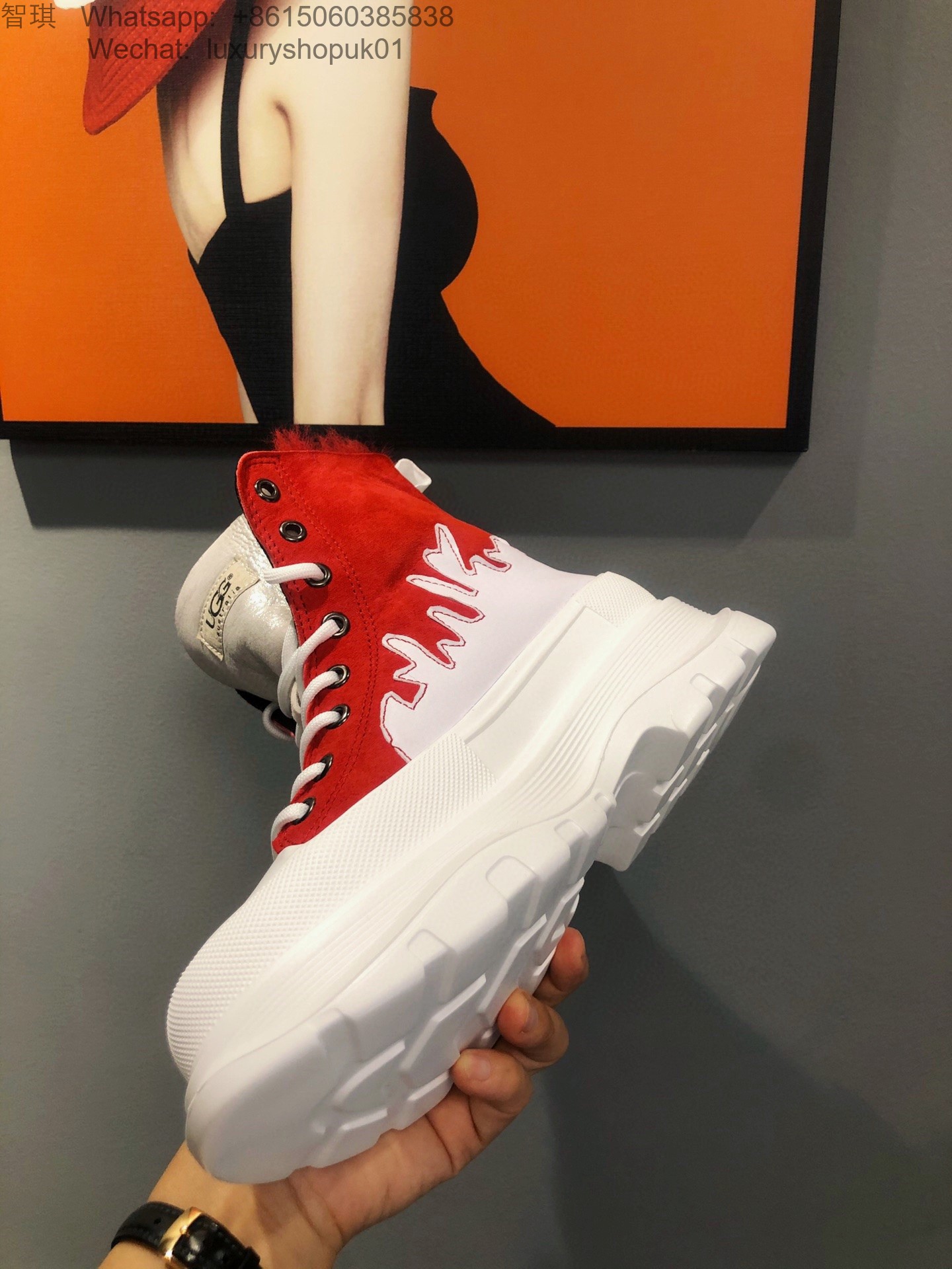 Women UGG Fur Sneaker Boot Lace up Snow Shoes