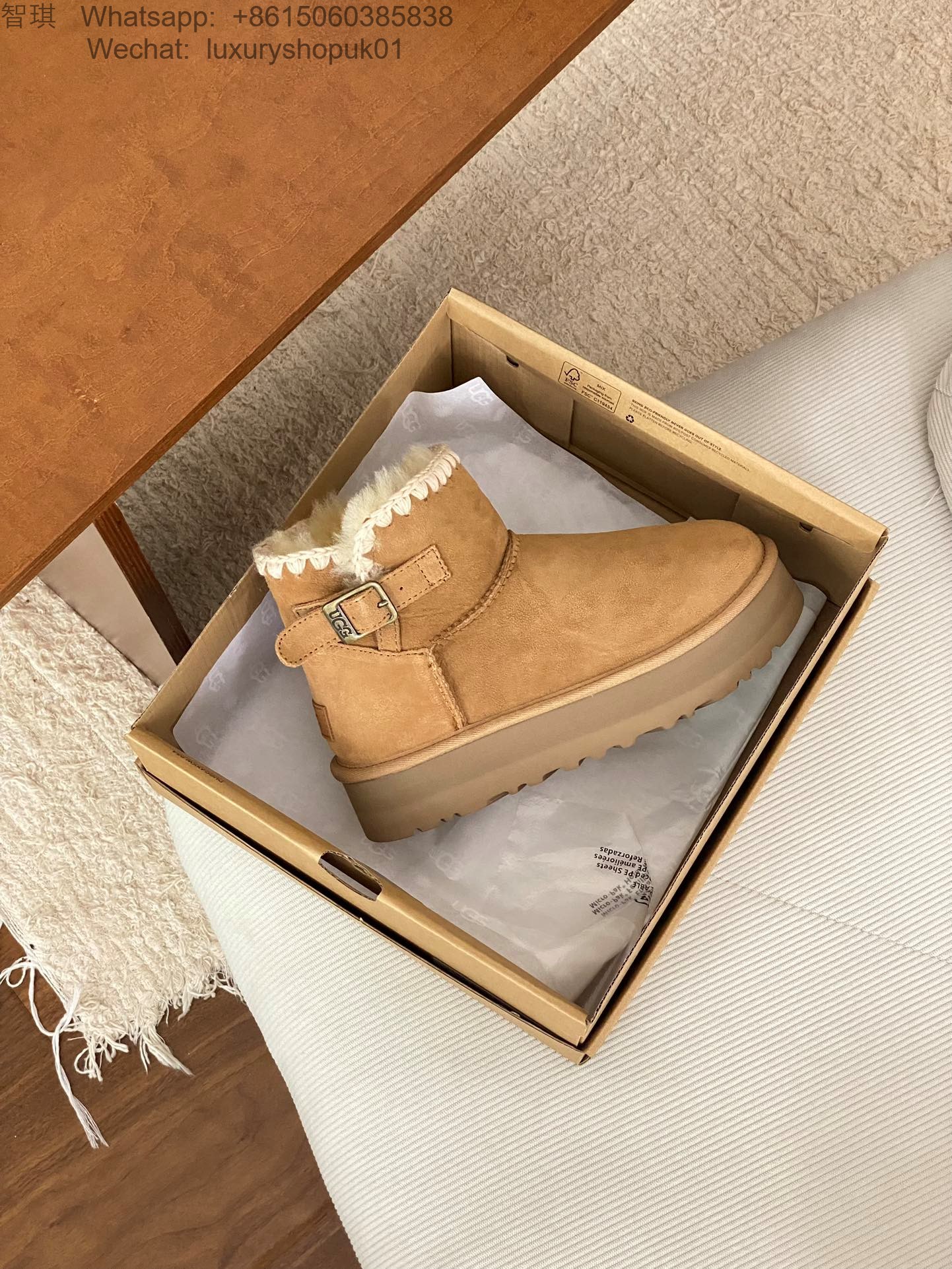 UGG Eskimo Buckled Platform Mini Boots Women Snow Shoes