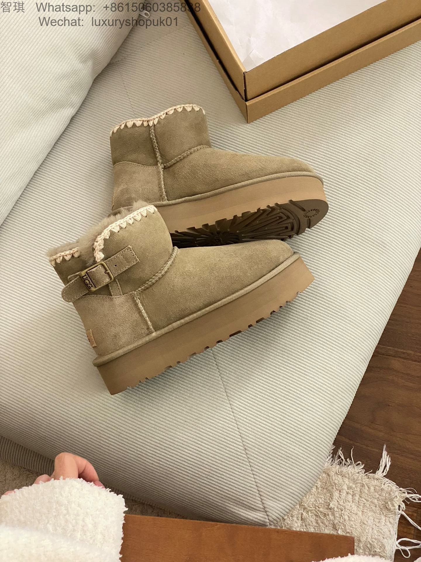 UGG Eskimo Buckled Platform Mini Boots Women Snow Shoes