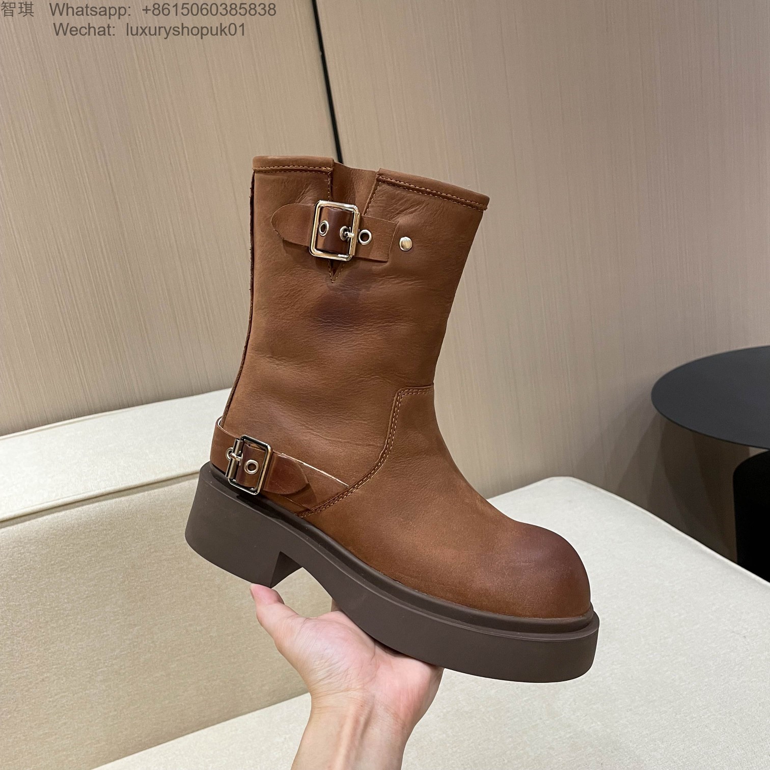 Women UGG Leather Ankle Kensington Biker Boots