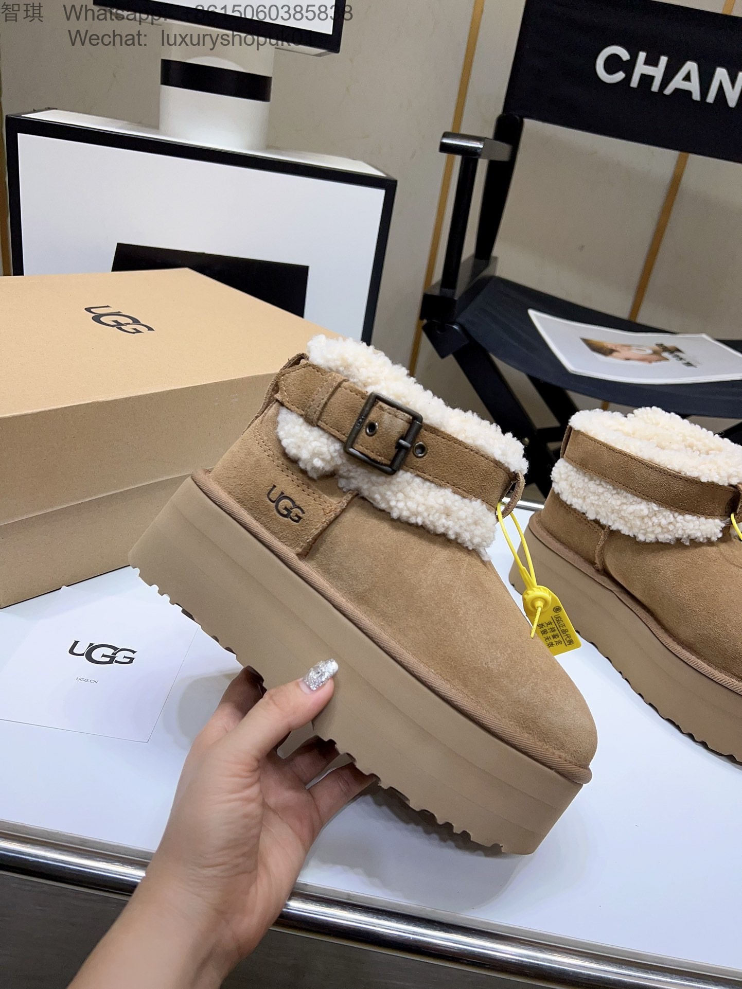 Women UGG Platform Mini boot Fur ankle bootie Shoes