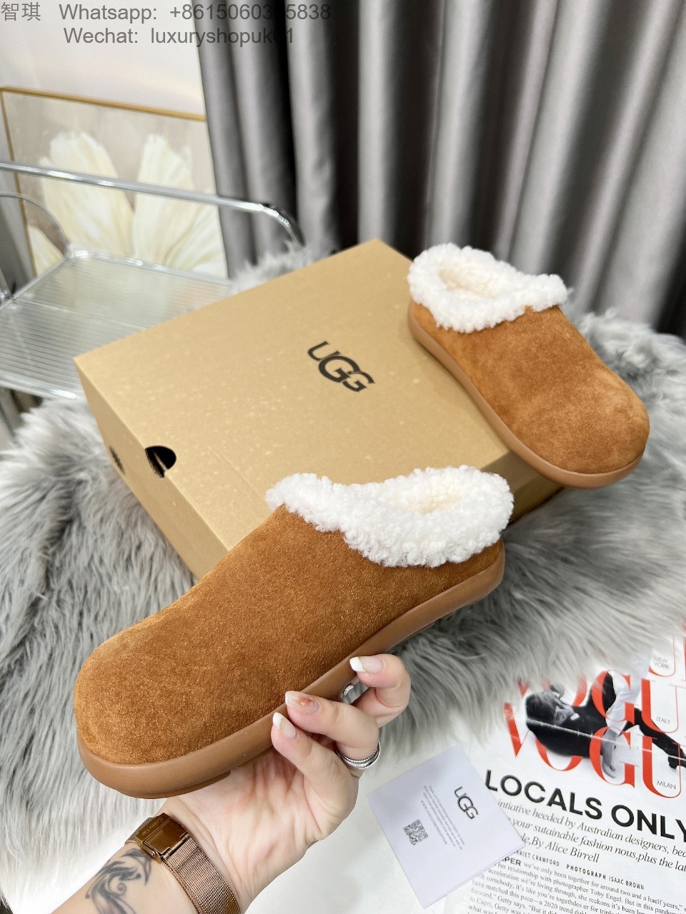 Women UGG Tazzette Slipper Chestnut Fur Shoes