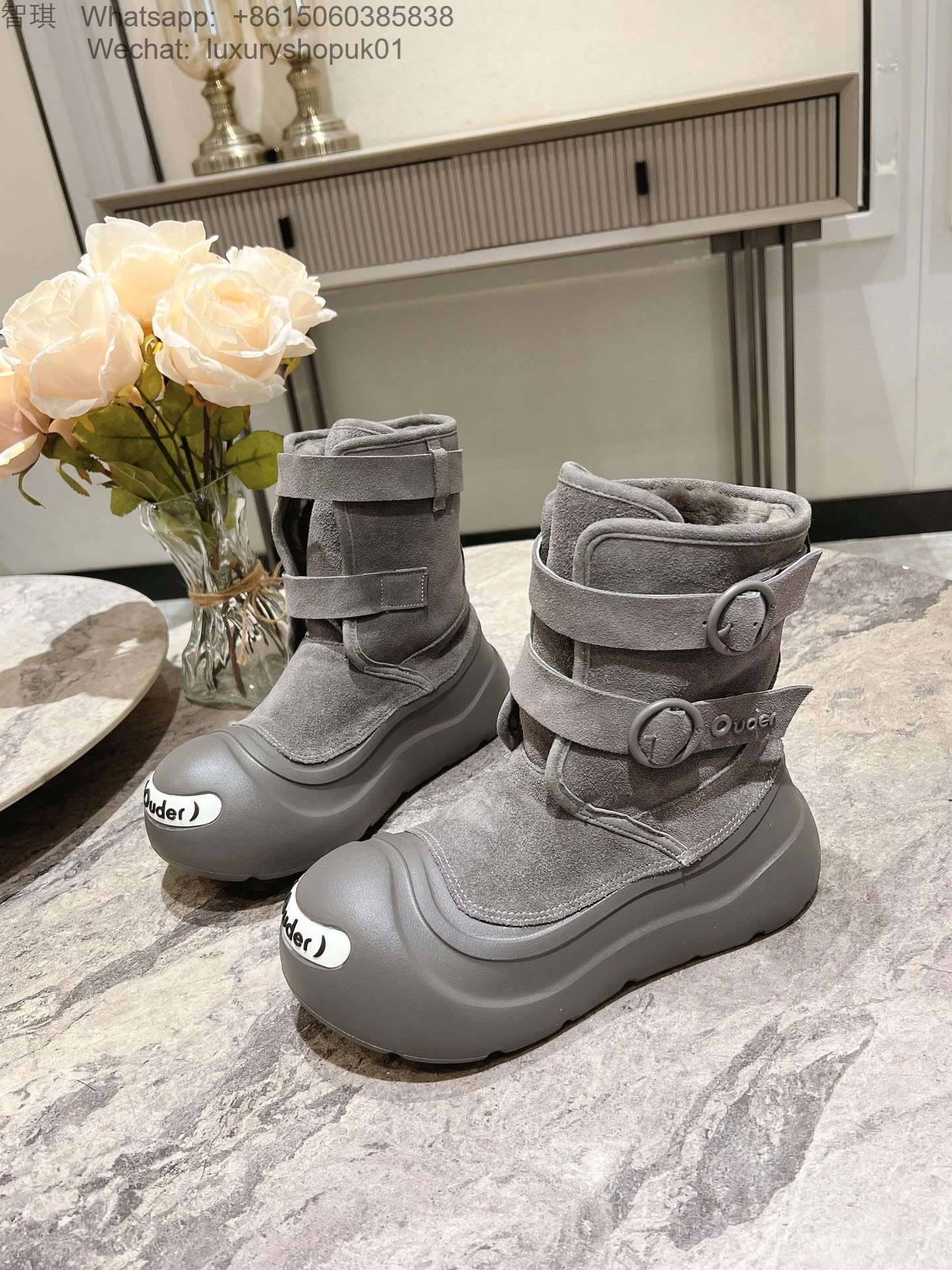 Women Ouder HighPlush Slip-On Waterproof Fur Snow Boot