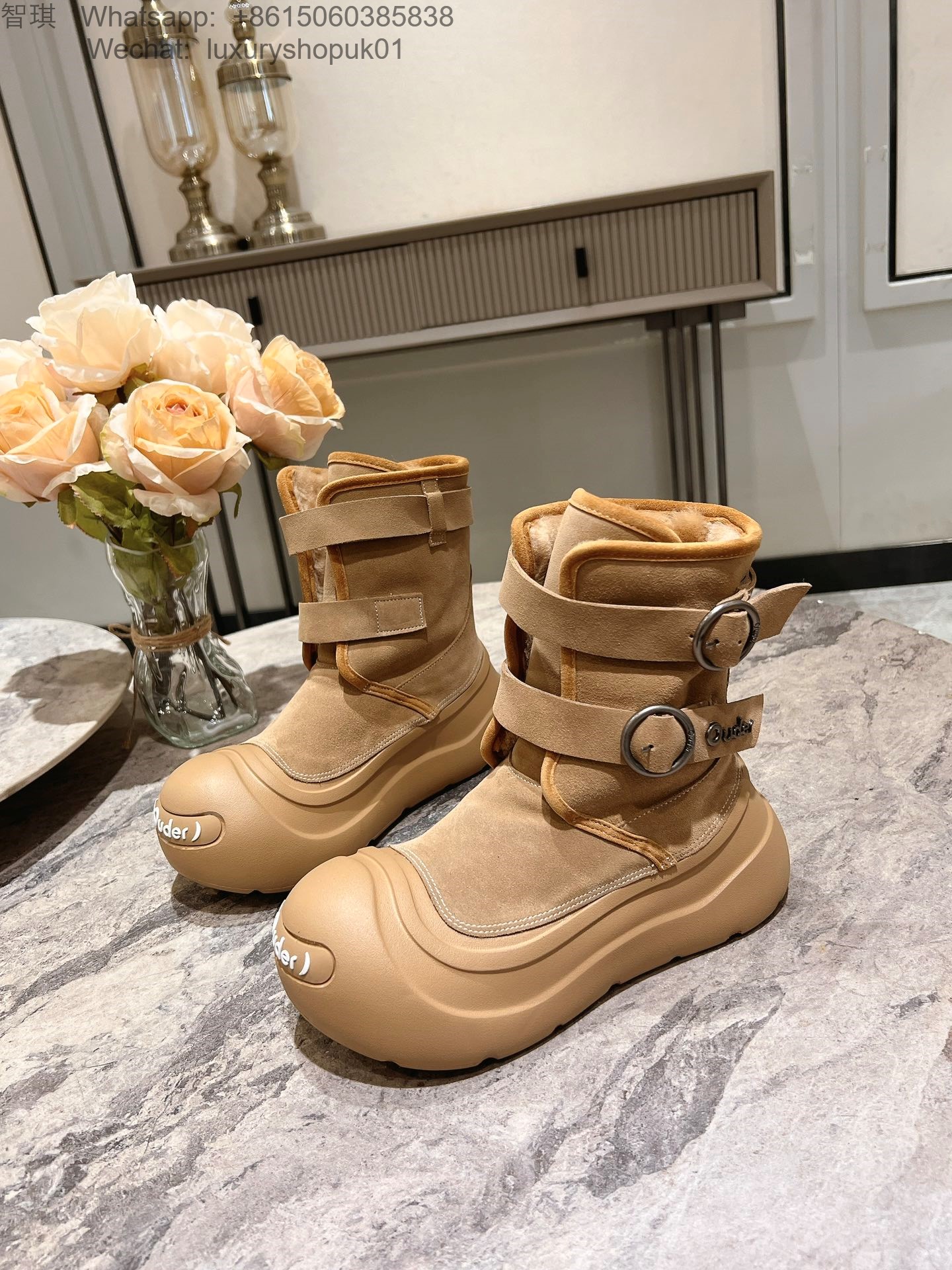 Women Ouder HighPlush Slip-On Waterproof Fur Snow Boot