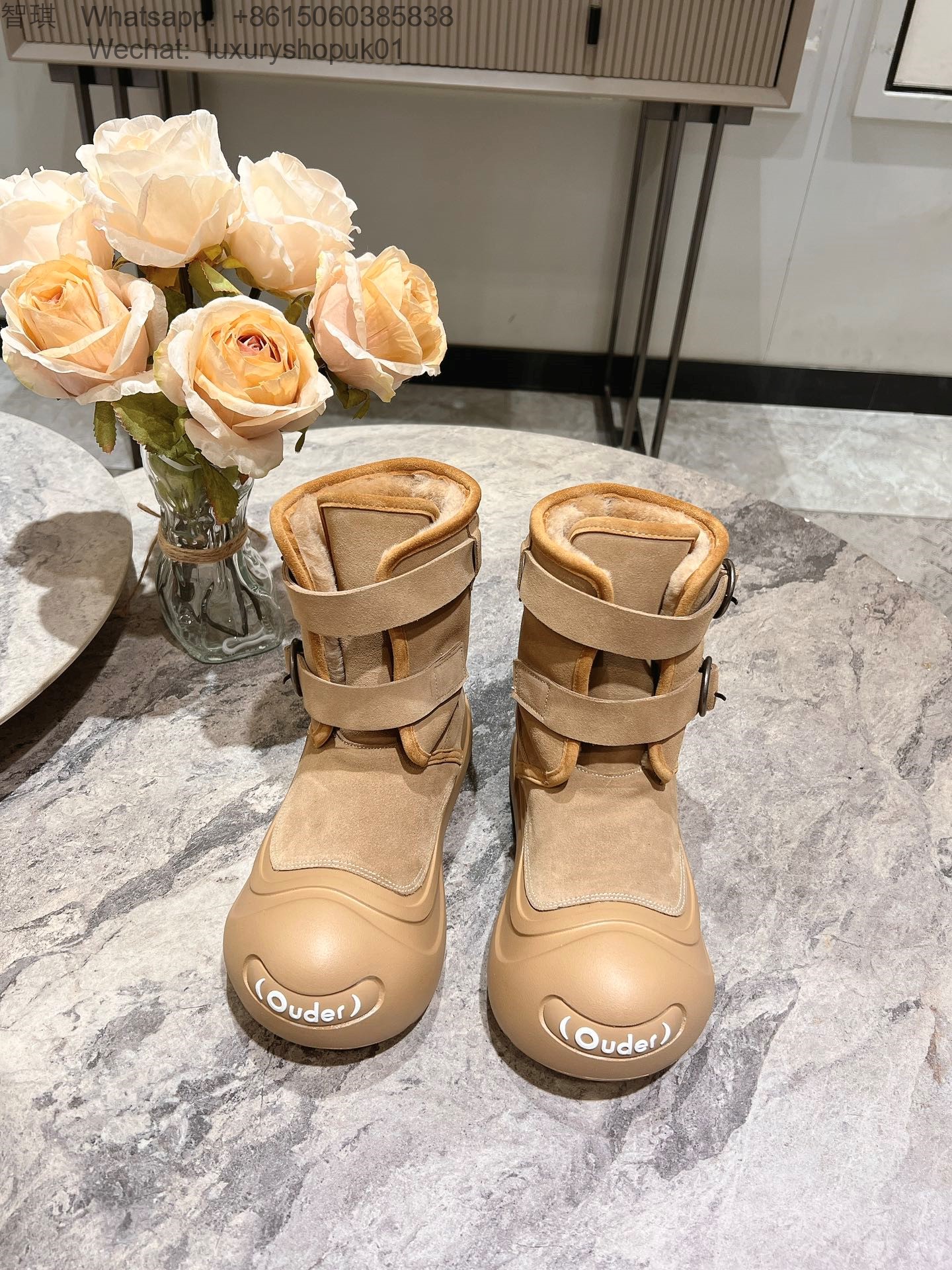 Women Ouder HighPlush Slip-On Waterproof Fur Snow Boot