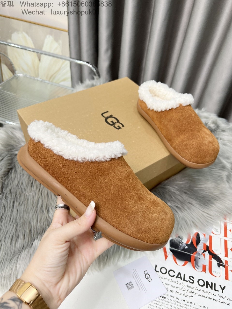 Women UGG Tazzette Slipper Chestnut Fur Shoes