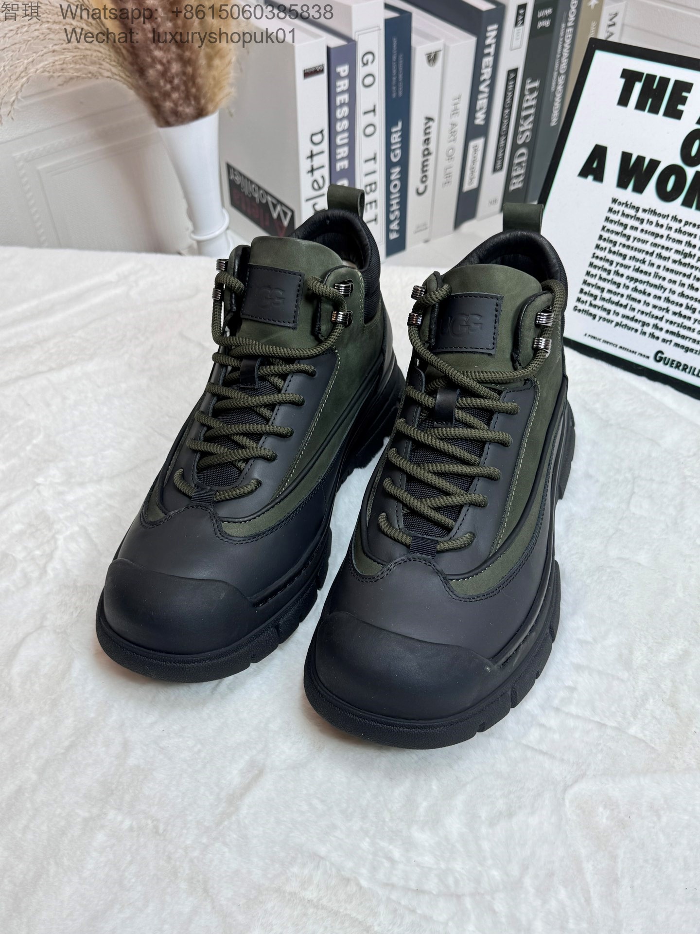 Mens UGG Leather Lace Up Ankle Work Boots Waterproof Shoes