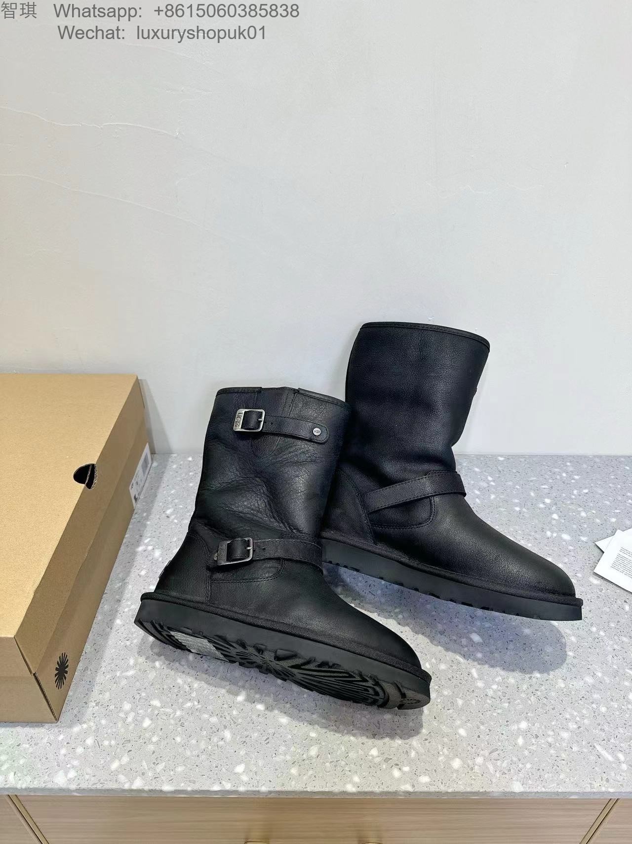 Women Ugg Kensington Biker Boots Snow Shoes