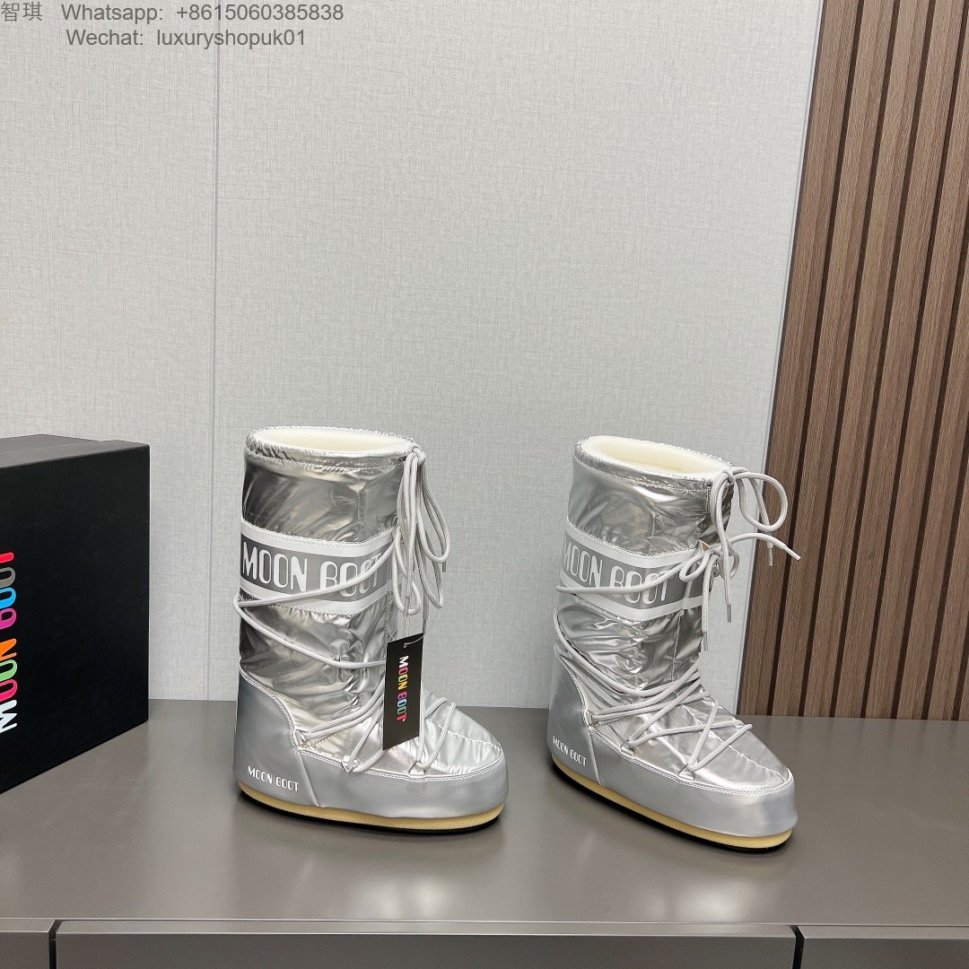 Moon Boot Icon Glance Satin Nylon Lace-Up Women Snow Boots