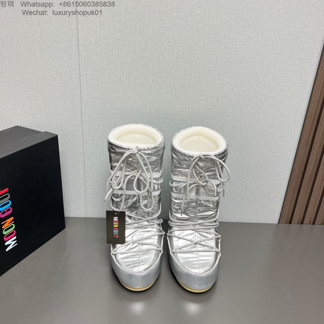 Moon Boot Icon Glance Satin Nylon Lace-Up Women Snow Boots