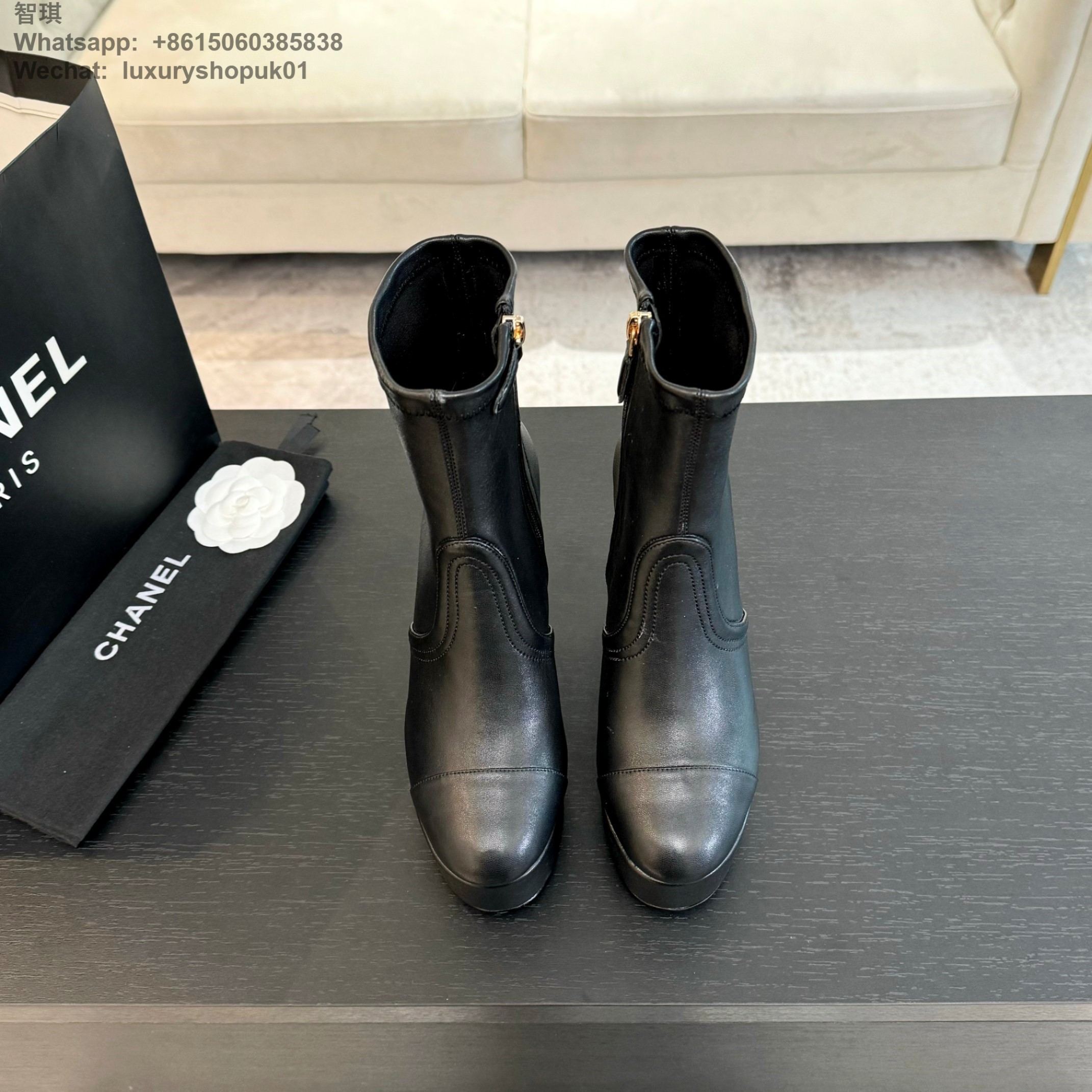 Women Chanel FALL-WINTER 2024 2025 SHORT BOOTS Platform Stretch Suede Calfskin Shoes