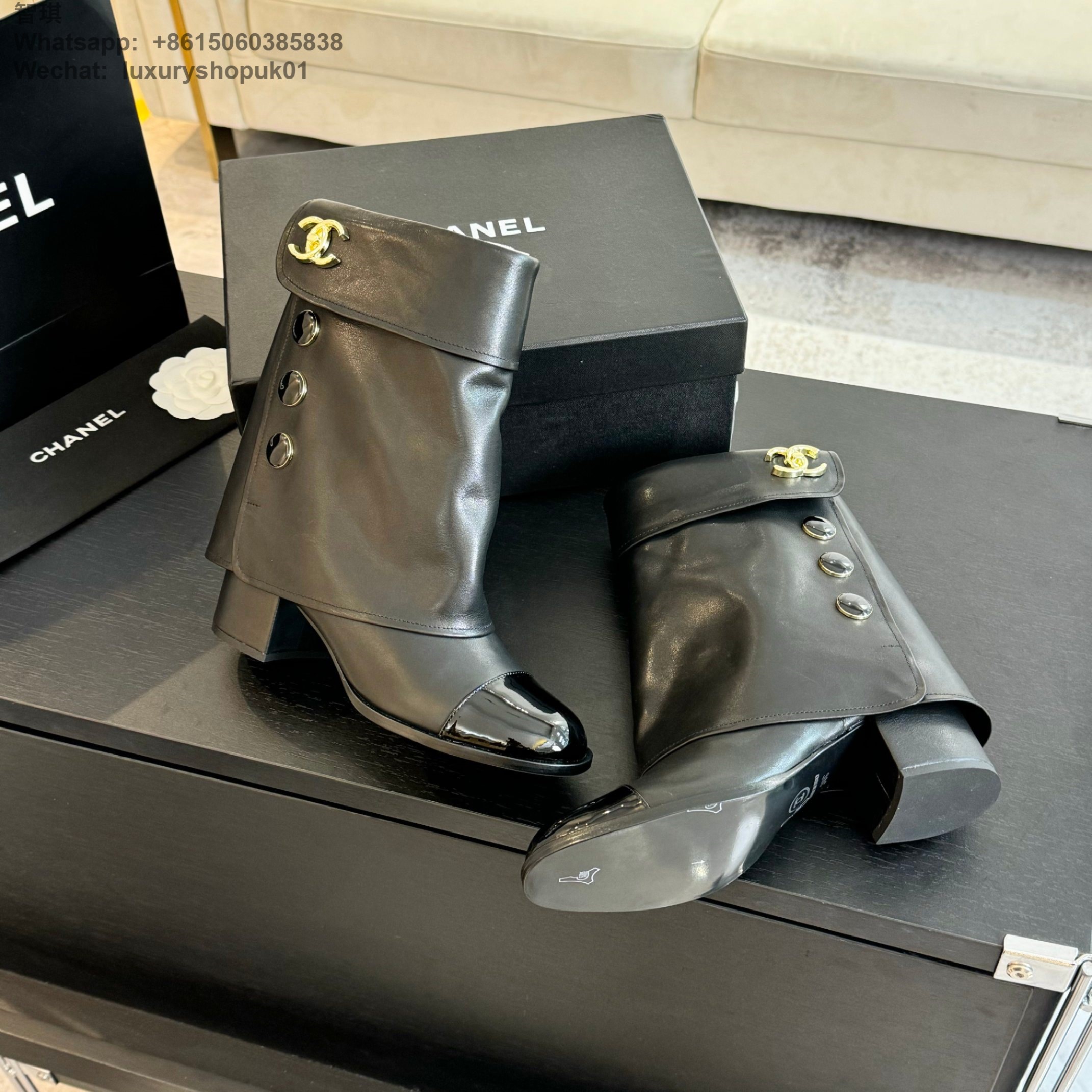 Women Chanel Leather Short Boot Shoes 6.5cm