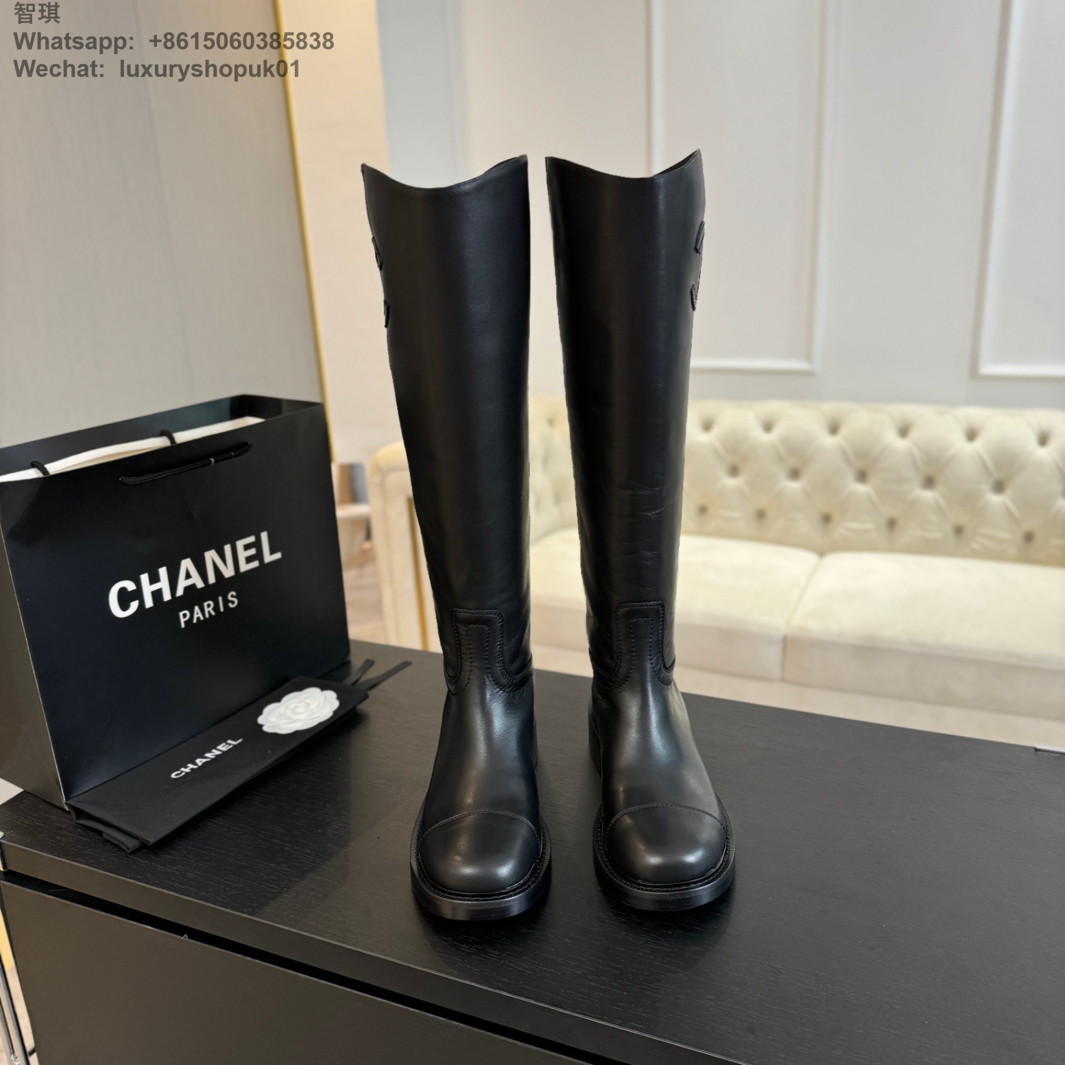 Women Chanel Suede Leather high Boot Shoes