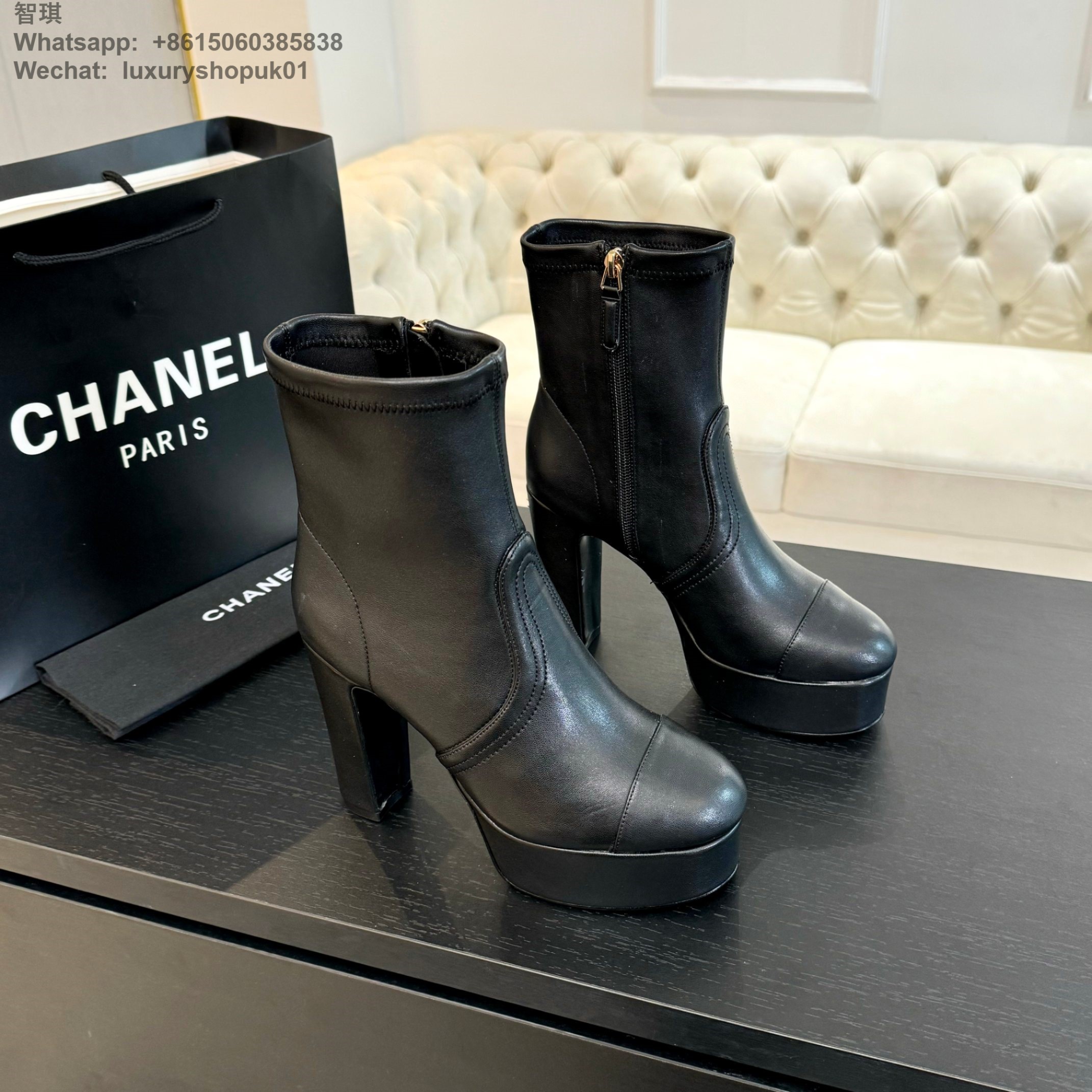 Women Chanel FALL-WINTER 2024 2025 SHORT BOOTS Platform Stretch Suede Calfskin Shoes
