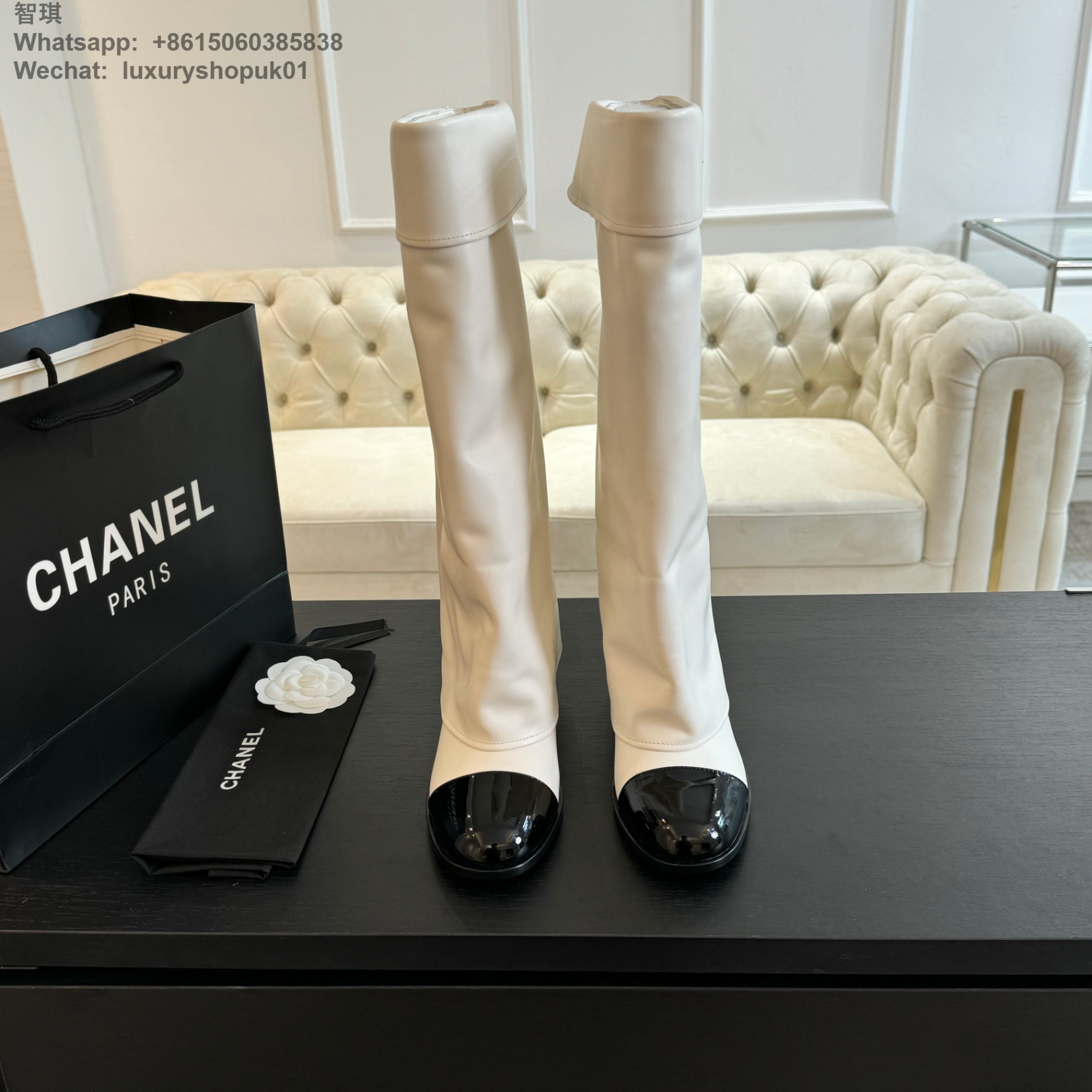 Women Chanel Leather High Boot Shoes 6.5cm
