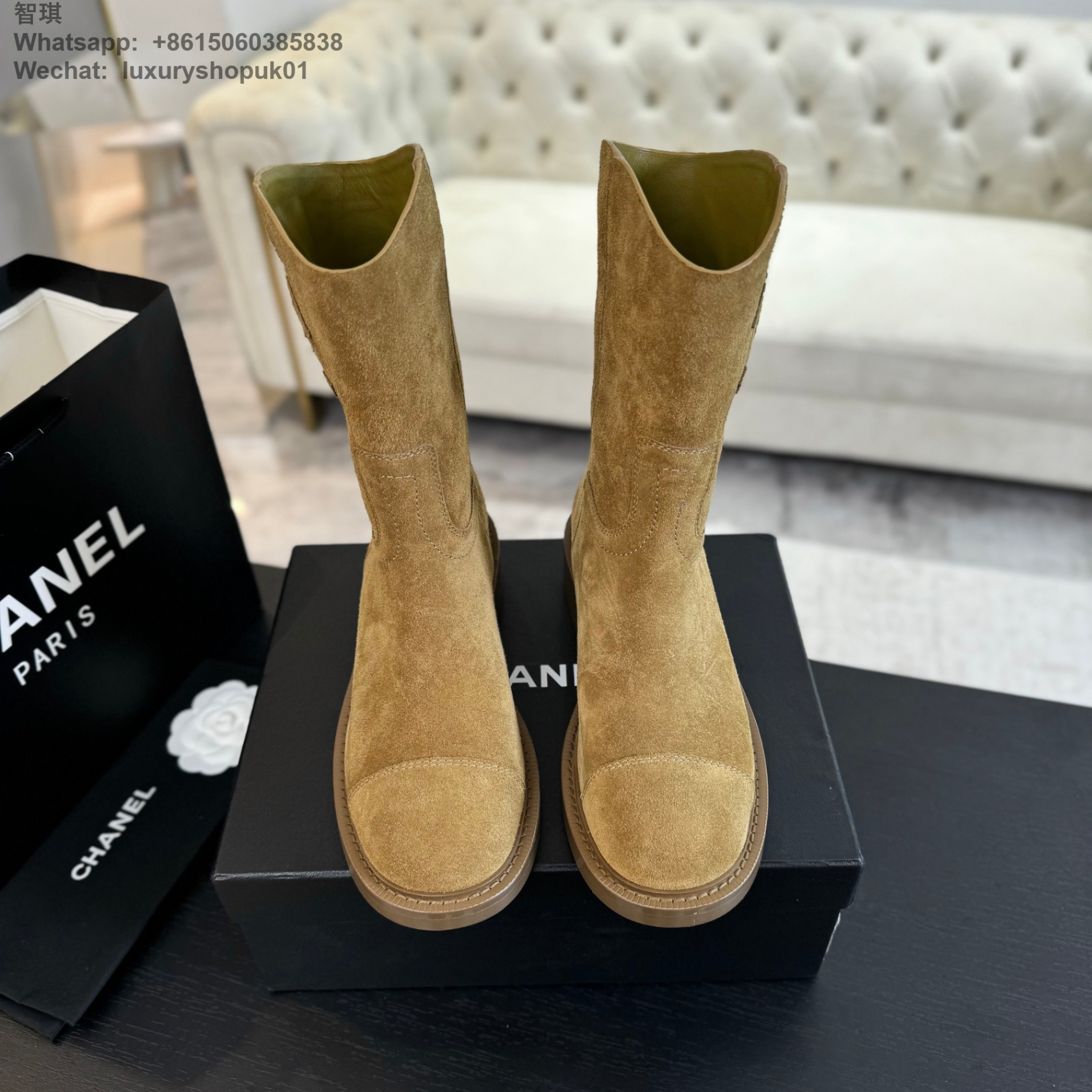 Women Chanel Suede Leather Boot Shoes