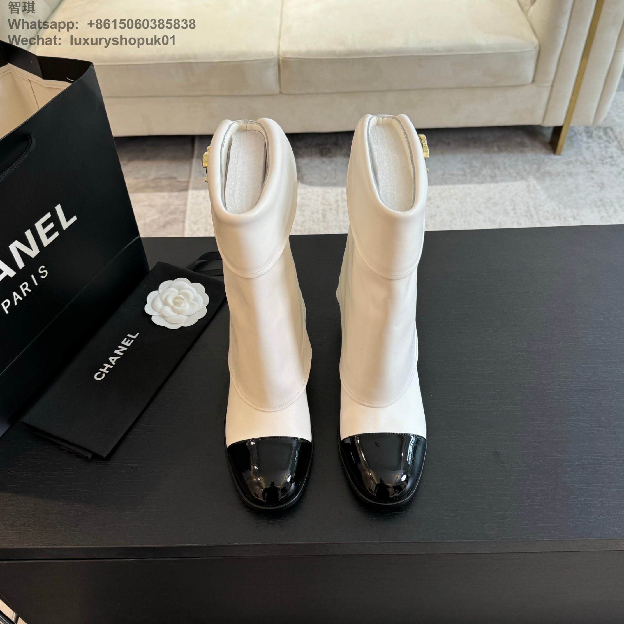 Women Chanel Leather Short Boot Shoes 6.5cm